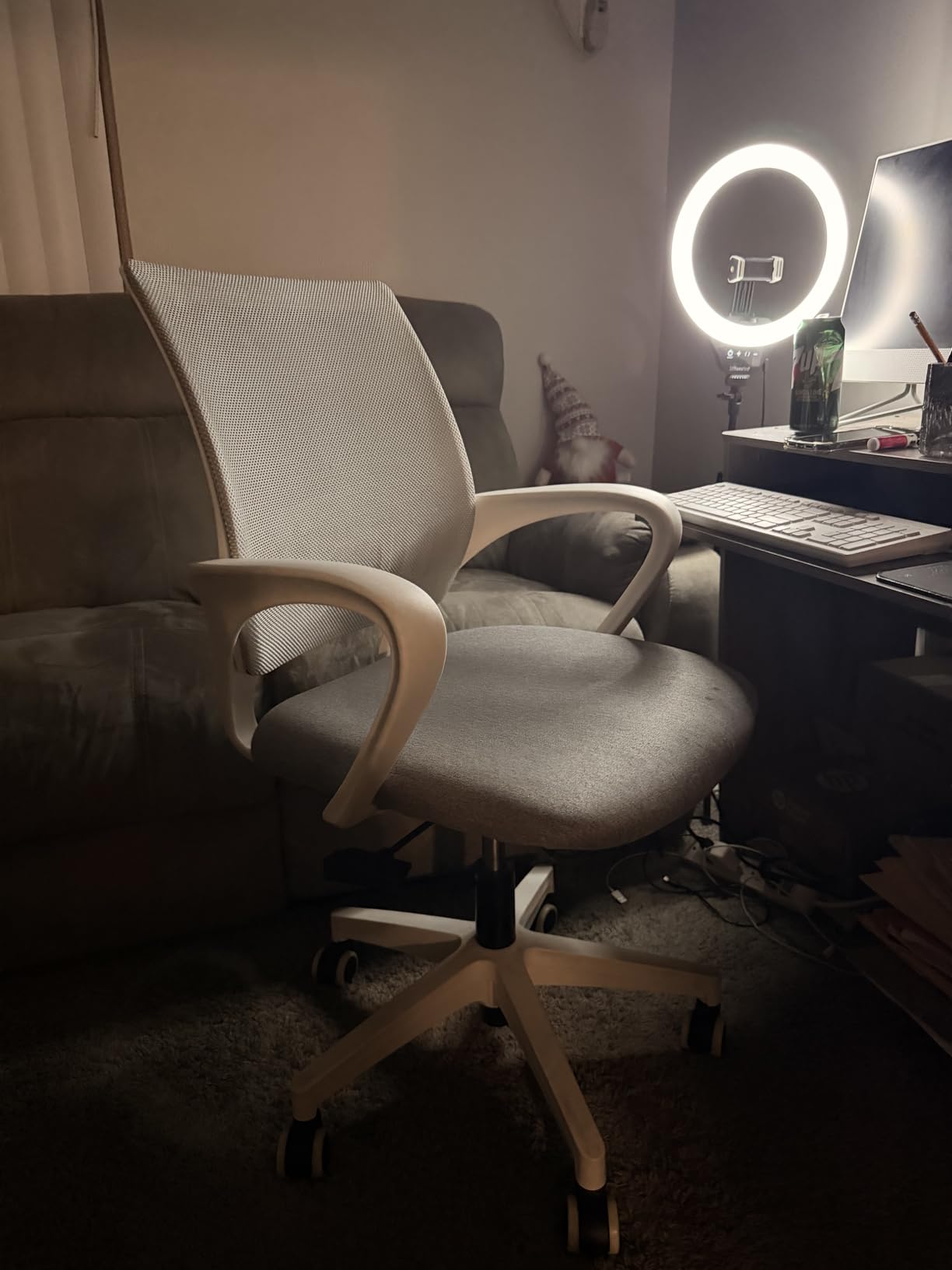 NEO CHAIR Office Desk Computer Chair Ergonomic Mesh Gaming Cushion Seat with Comfy Lumbar Mid Back Support Adjustable Height Swivel Rolling Wheels for Home Task (Ivory) customer photo 2