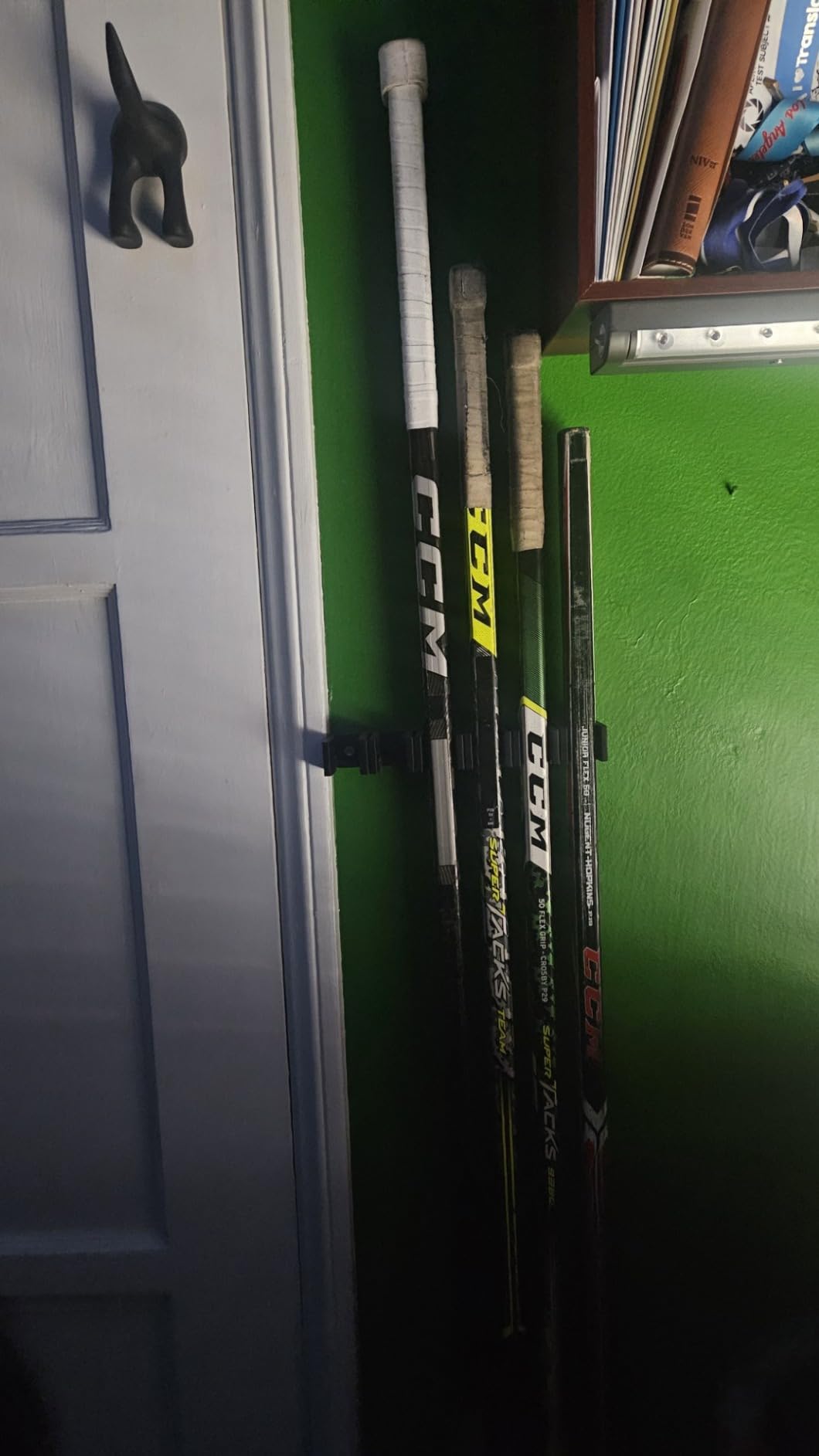 Wall Mount Hockey Stick Holder | Ice Hockey Stick Organizer (Black, 6 Stick Wall Mount) customer photo 1