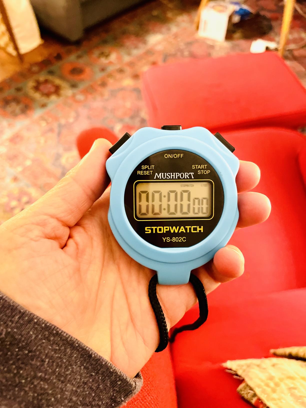 Waterproof Stopwatch Timer 30 Laps/Splits Only Stopwatch Mode, ON/Off Silent Memory Recall Large Display Simple Operation, Digital Stop Watch for Sports Coaches, Blue customer photo 1