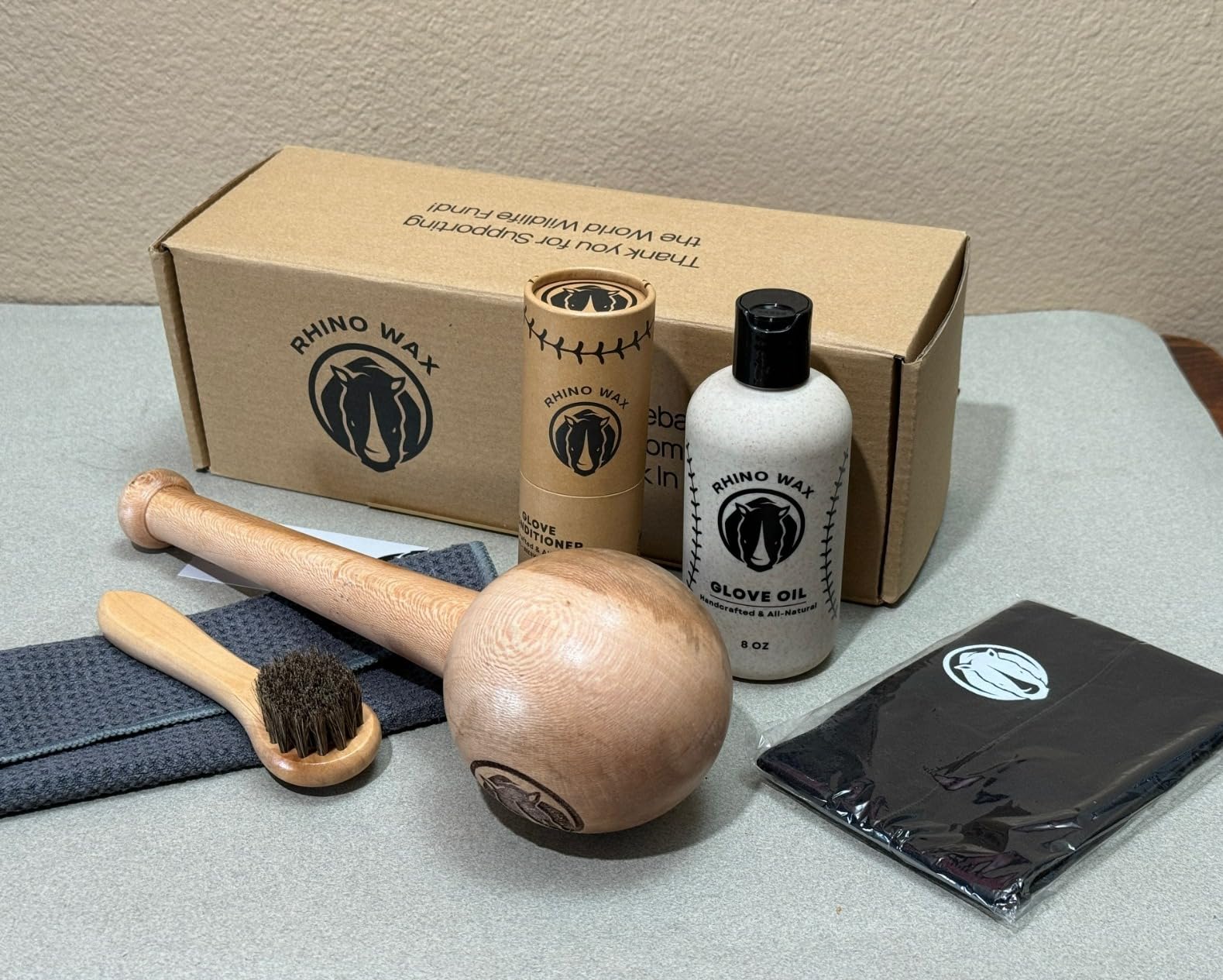 Ultimate Softball Gloves Break in Kit - Includes Soft Ball Sized Mallet, Glove Oil, Mitt Conditioner, Wrap, Brush, and Microfiber Cloth - Designed Specifically for Softballs - Made in USA customer photo 1