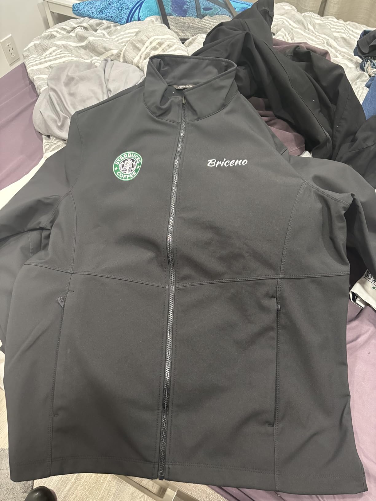 INK STITCH Men J901 Custom Embroidery Logo Texts Collective Soft Shell Zip Up Jackets customer photo 2