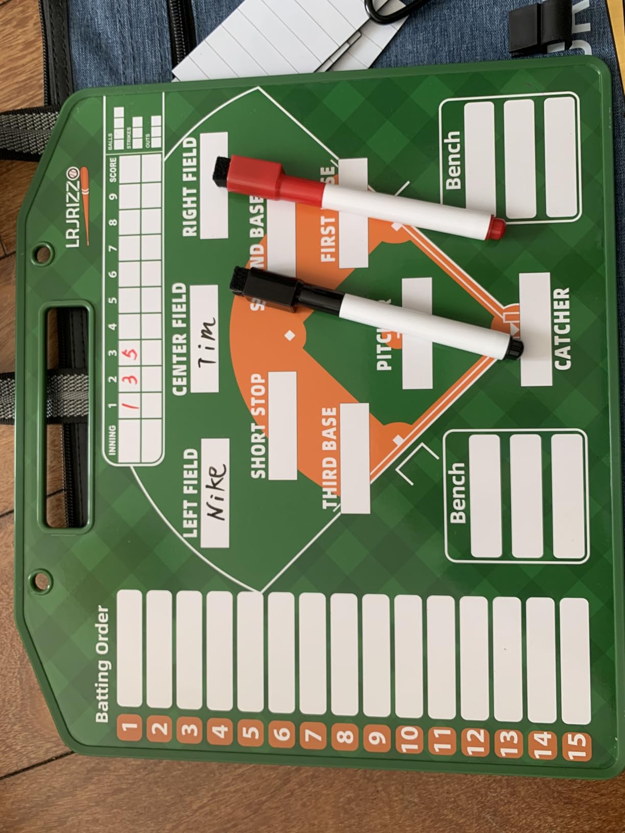 Magnetic Baseball Lineup Board，Baseballs Lineup Cards Baseball Lineup Board for Dugout Baseballs Clipboard for Coaches Softball Coach Must Haves Marker Boards Baseball Coaching Accessories（Green） customer photo 1