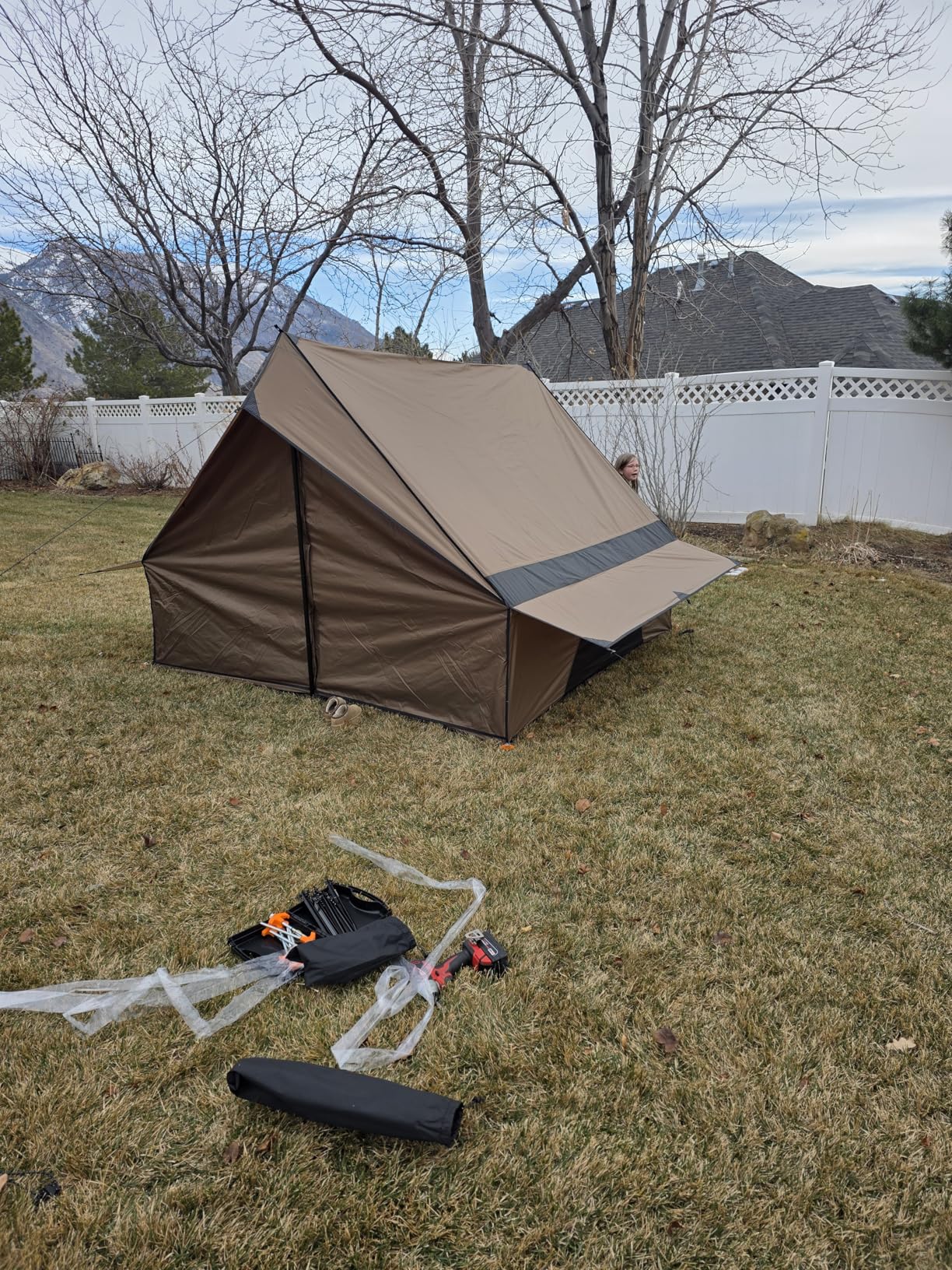 POMOLY Camping Hot Tent Cabin Tent, Chalet 70 Series Portable Wall Tents with Stove Jack and Two Poles for 2-3 Person Hiking, Backpacking customer photo 2