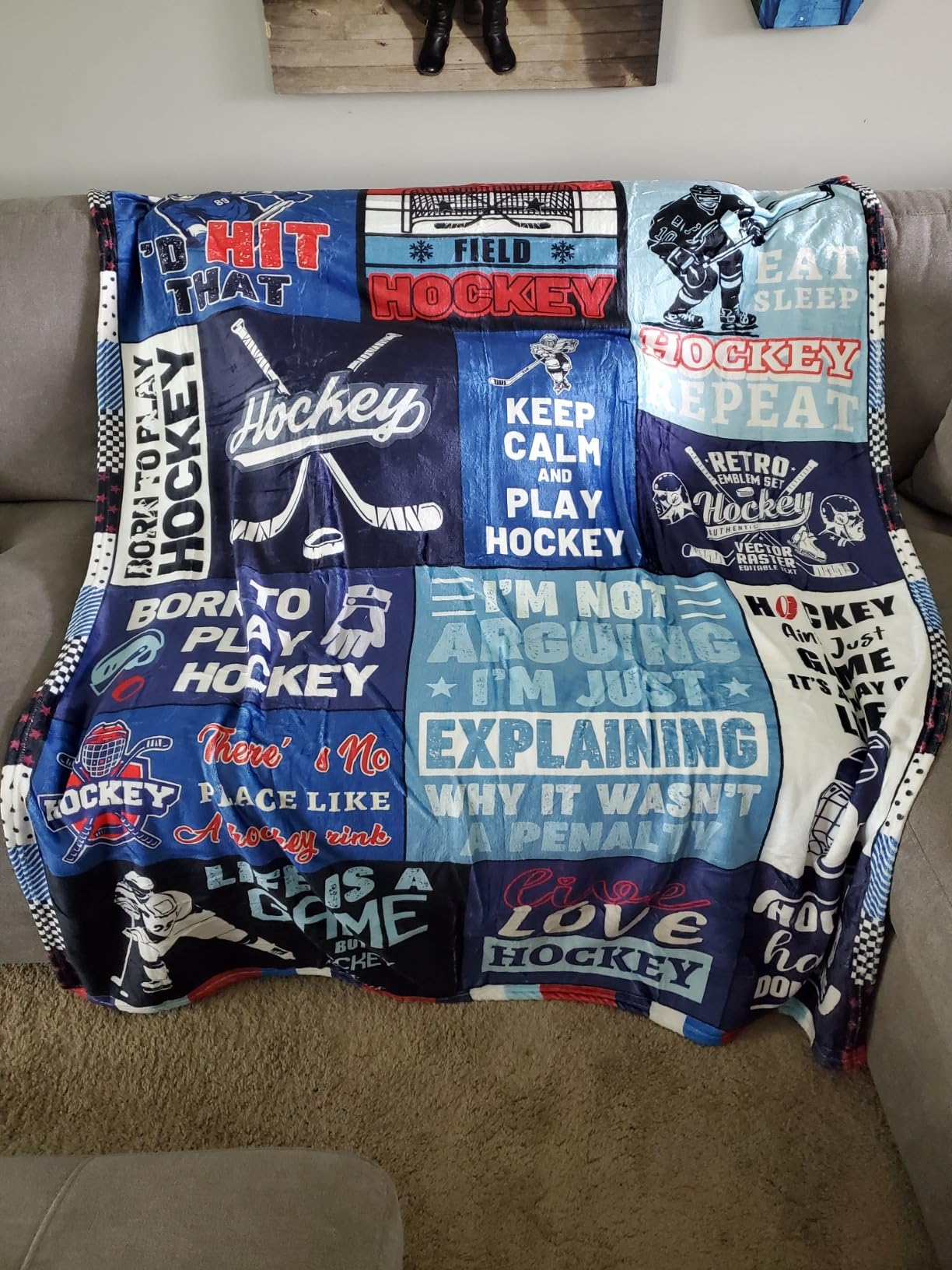 Hockey Gifts for Boys Men, Hockey Blanket for Boys 8-12, Birthday Graduation Gifts for Hockey Lovers Player Blanket 60