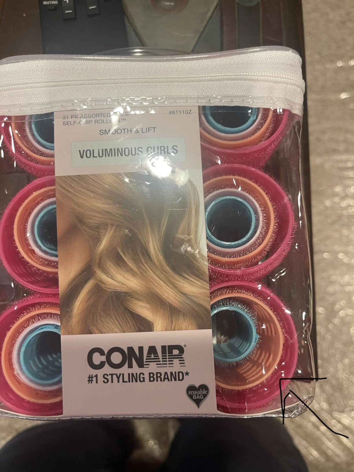Conair Heatless Curlers 31 Count - Heatless Curls Overnight, Assorted Sizes - Self Grip Hair Rollers - Hair Styling Tools - Black & Gray - w/Storage Case customer photo 2