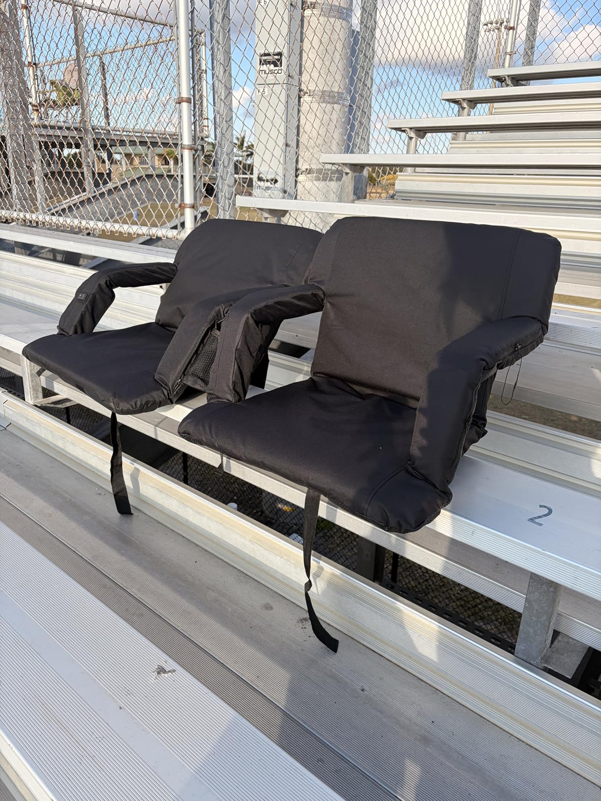 HOPERAN Heated Stadium Seats for Bleachers with Back Support Wide Cushion, Extra Portable Bleacher Seat Foldable Stadium Chair, USB 3 Levels of Heat, Pockets for Outdoor Indoor Sports 23