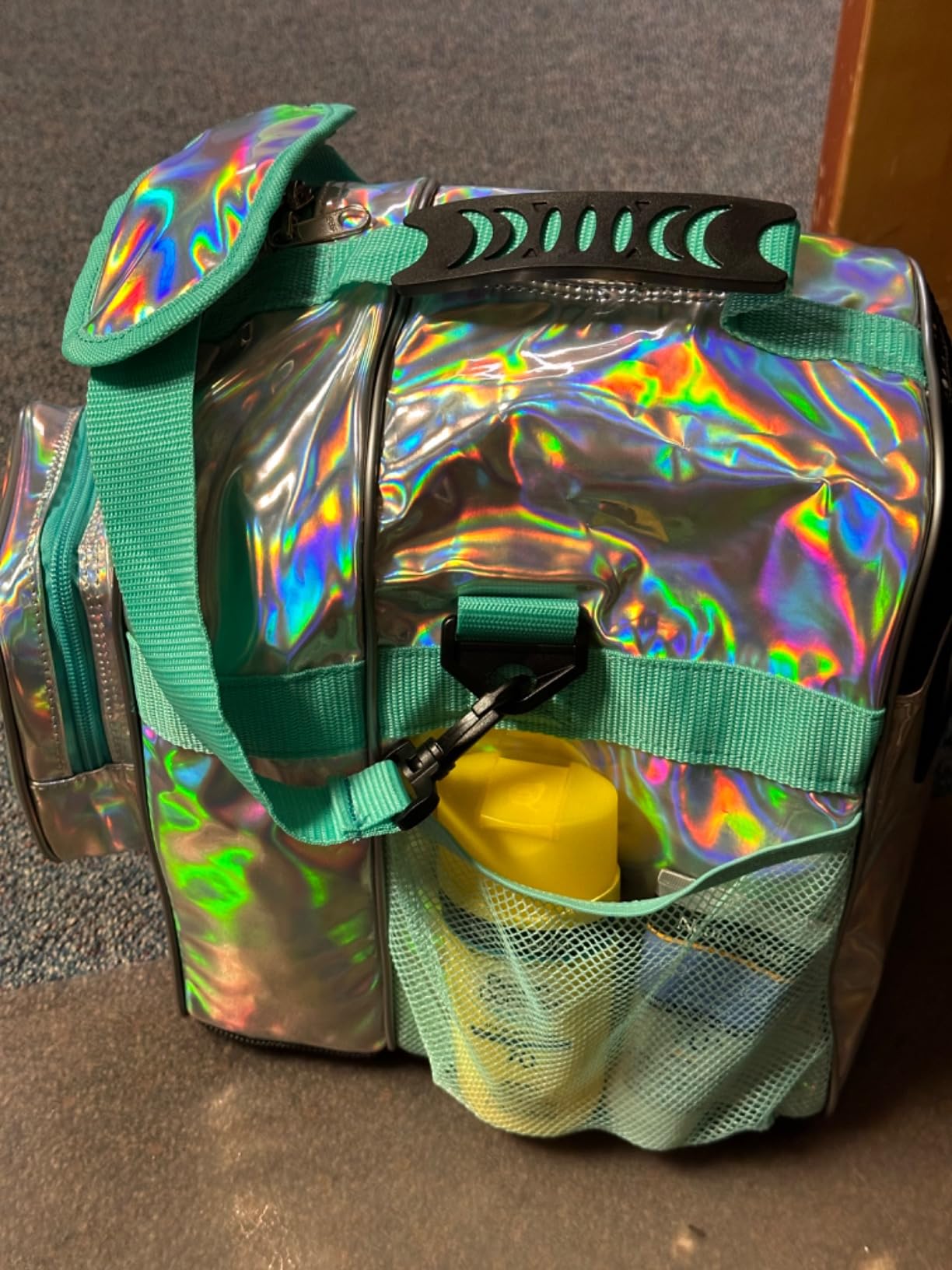 Roller Skate Bag for Inline Skates Ice Skates and Figure Skating Stylish Plain Holographic Fashion Design Spacious Big Capacity Breathable Mesh Waterproof Durable for Women and Youth customer photo 2