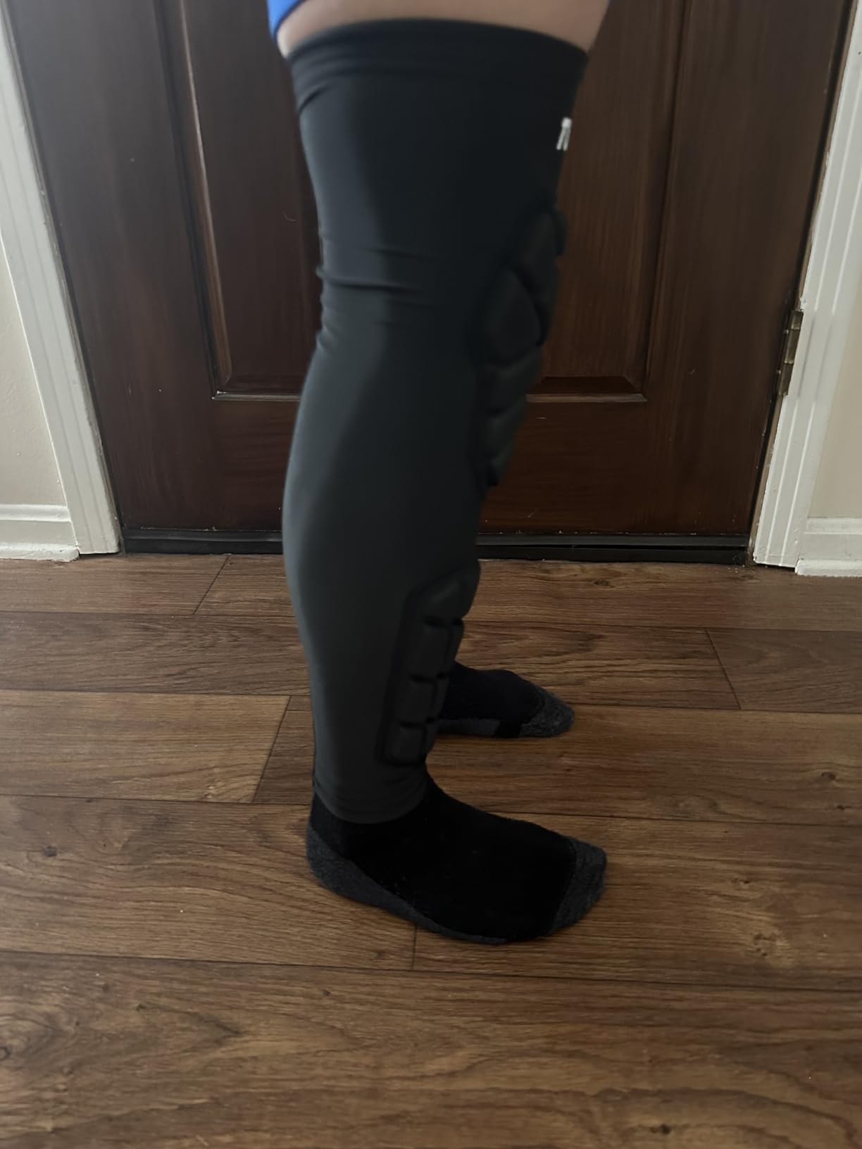 TIAXU Padded Knee & Shin Guards Calf Pads Protector Compression Leg Sleeve Knee Brace for Football Basketball Volleyball Soccer Baseball for Youth Adult (1 Pair) customer photo 1