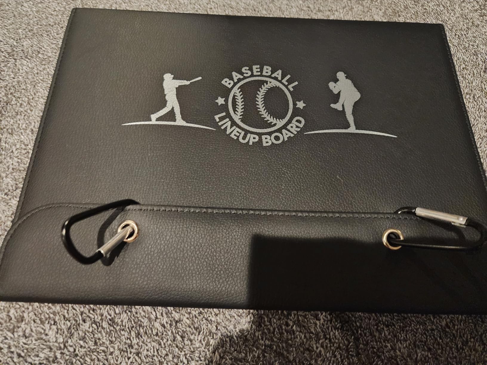 Magnetic Baseball Lineup Board, Collapsible Professional Softball & Baseball Lineup Board for Dugout, Baseball Clipboard for Coaches with 40 Magnetic Lineup Cards and High-End Markers (Leather Cover) customer photo 2