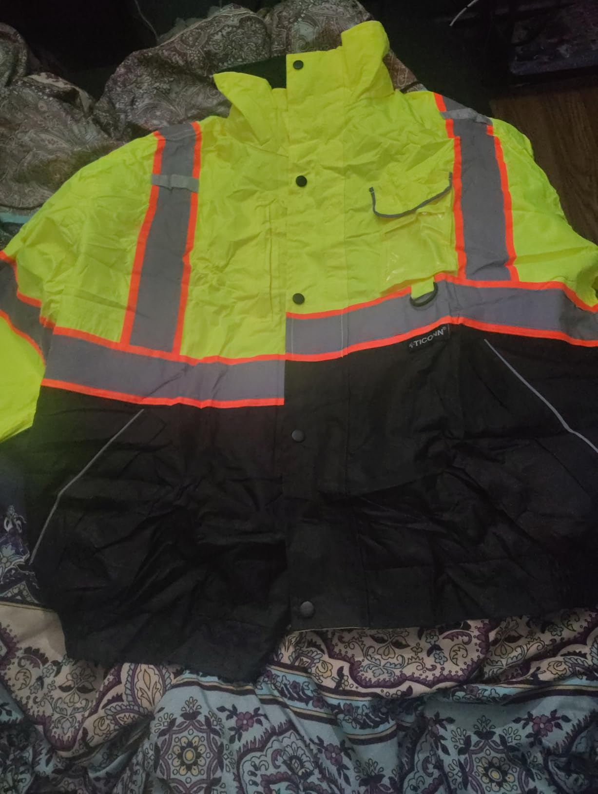 TICONN Waterproof Safety Bomber Jacket, Winter Rain Jacket Hi Vis Reflective, ANSI Class 3 Work Rain Coat customer photo 2