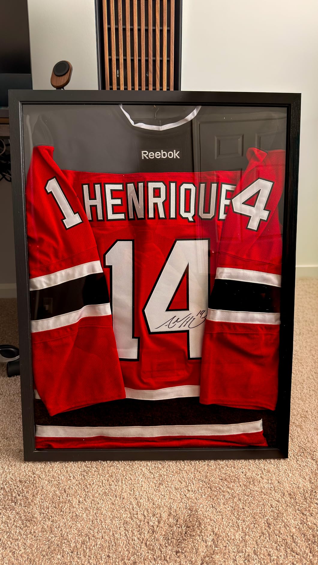 Jersey Wooden Frame Display Case - Shadow Box with 98% UV Protection Acrylic and Hanger for L or XL Baseball Basketball Football Hockey Sport Shirt and Uniform Gifts for Men (Black, 1 Pack) customer photo 2