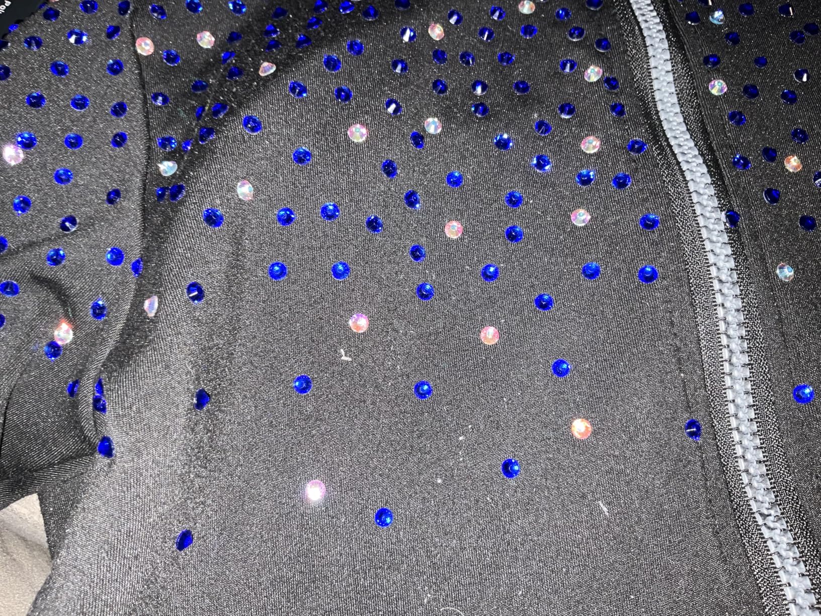 JoyCan Girl's Black Ice Skating Training Jacket with Blue Rhinestones and Plush Stylish and Warm Skating Training Clothes customer photo 2