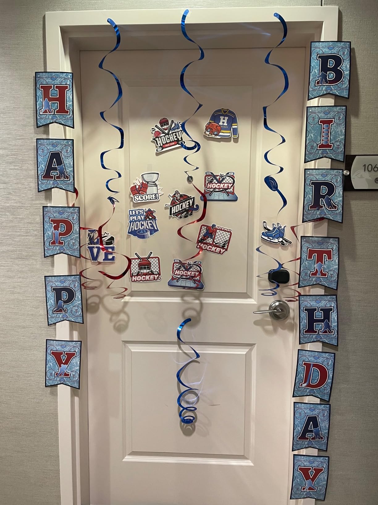 Hockey Birthday Party Decorations - 11PCS Hockey Birthday Decorations Banner Hanging Swirls Game Day Game Time Sport Themed Party Decor Supplies for Kids Fans Boys customer photo 1