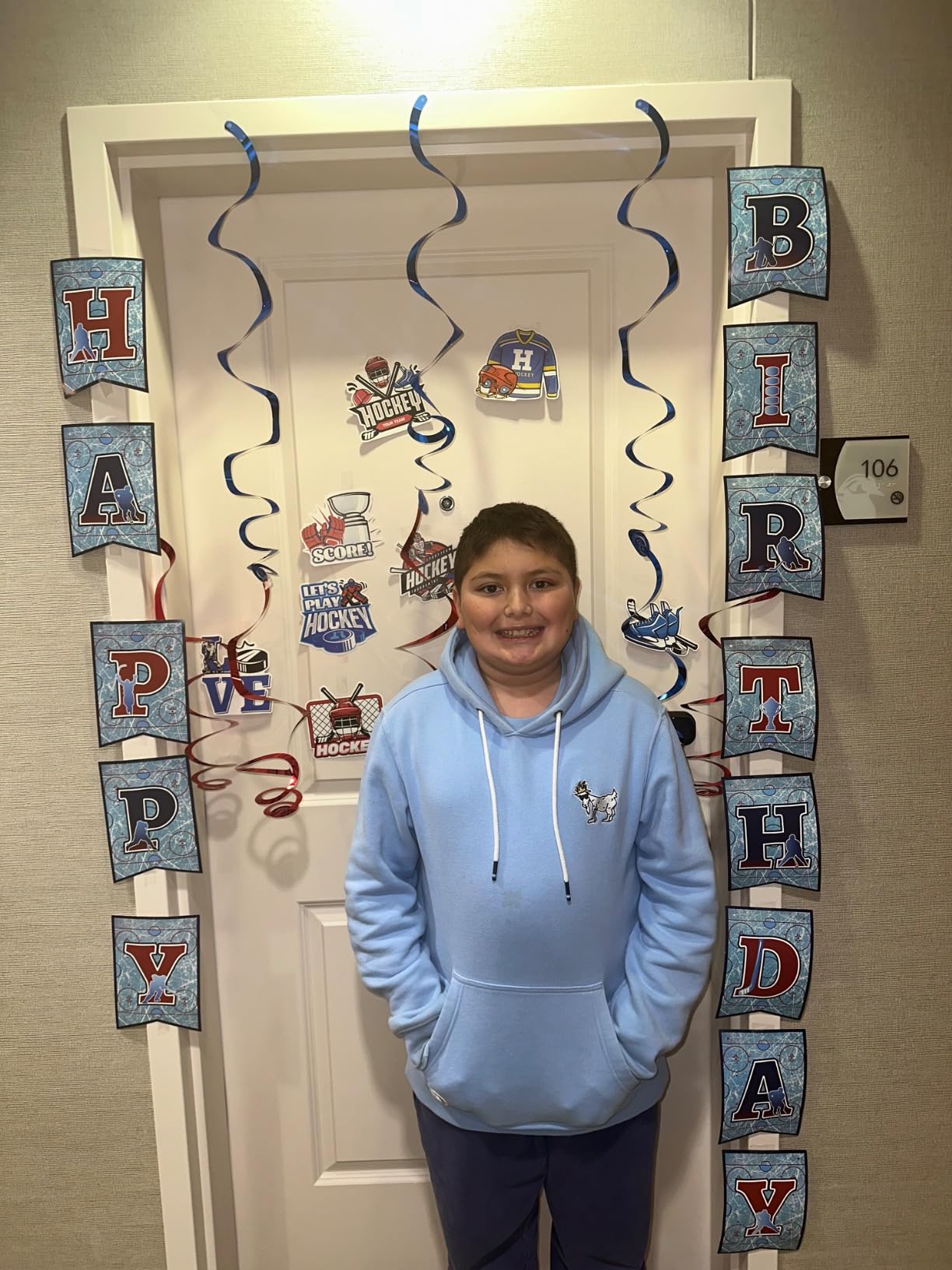 Hockey Birthday Party Decorations - 11PCS Hockey Birthday Decorations Banner Hanging Swirls Game Day Game Time Sport Themed Party Decor Supplies for Kids Fans Boys customer photo 2