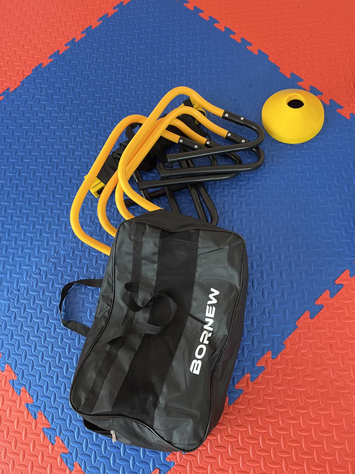 BORNEW Agility Speed Training Equipment Set, Football Practise Set with 20ft Agility Ladder, 12 Cones, 4 Adjustable Hurdles, Jump Rope, for Basketball, Soccer Training, Football, Kids, Youth, Adults customer photo 1