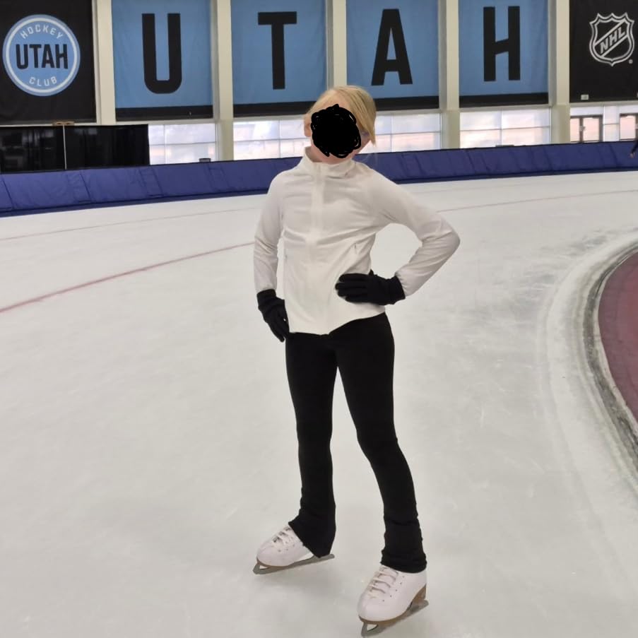 Girls Ice Skating Pants Black High Waist Leggings Soft Seamless Warm Bell Bottoms for Kids Teens Competition customer photo 1