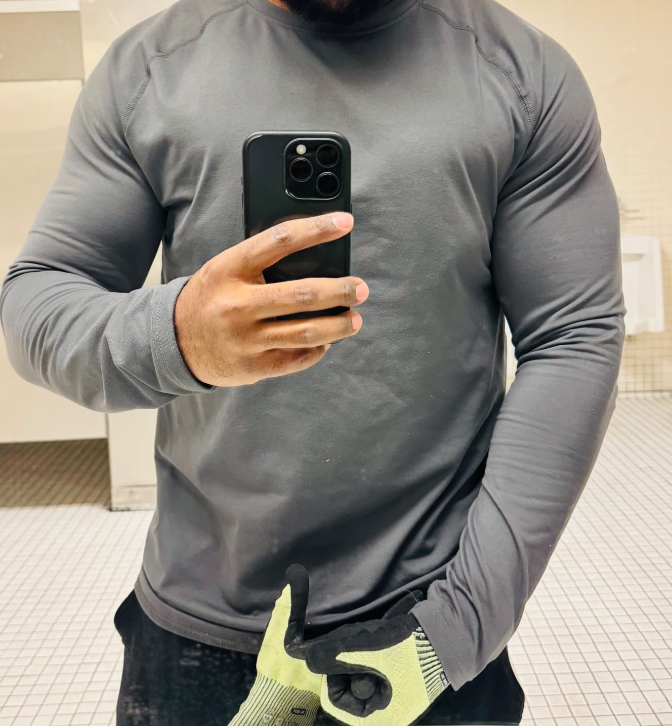 Men's Thermal Compression Shirt Fleece Lined Long Sleeve Athletic Base Layer customer photo 1