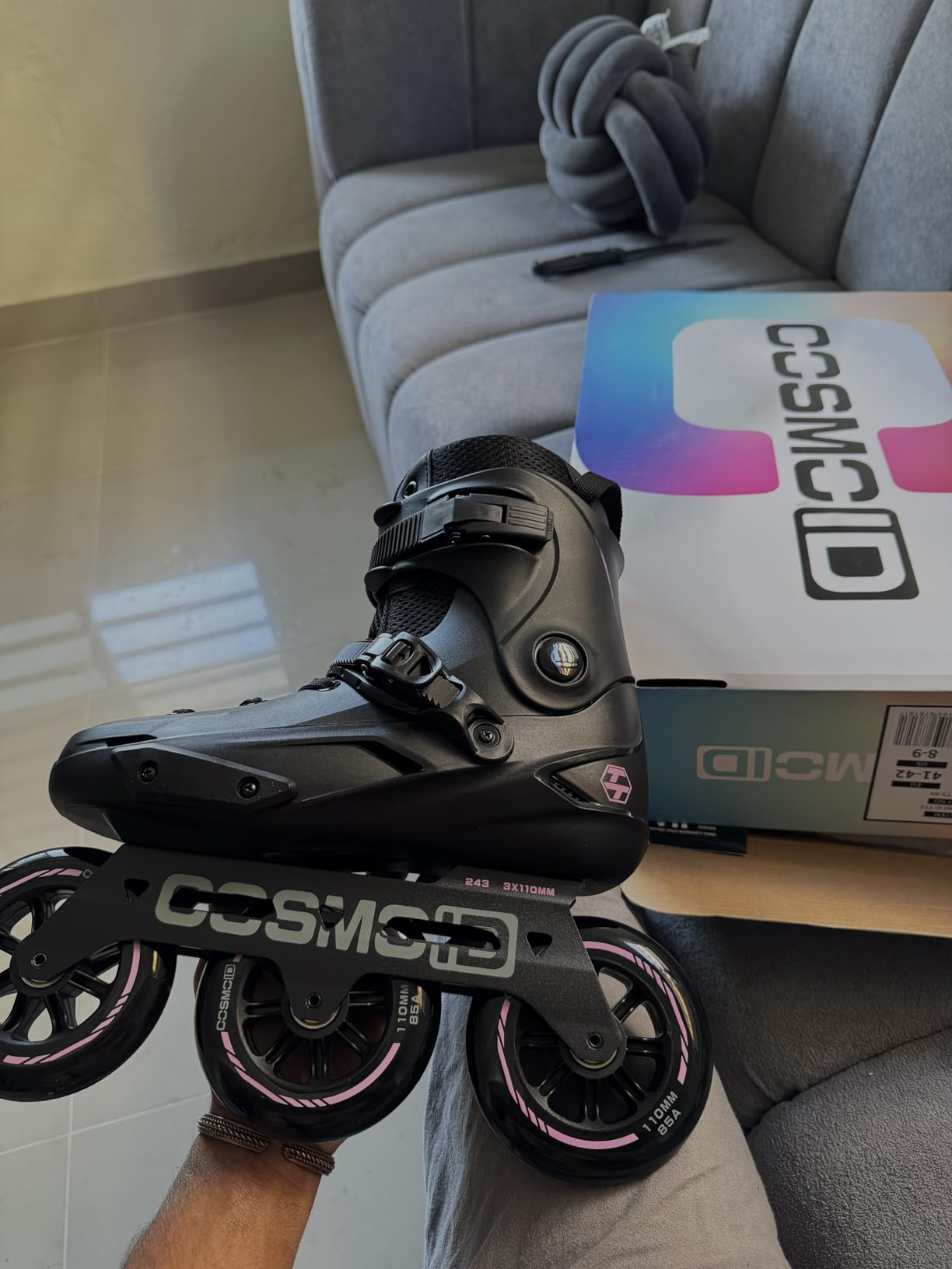 Adult Inline Skate - COSMOID High Performance Roller Skates Blades for Women & Men, 3 Wheels 110mm Metal Frame, Indoor Outdoor and Fitness Black customer photo 2