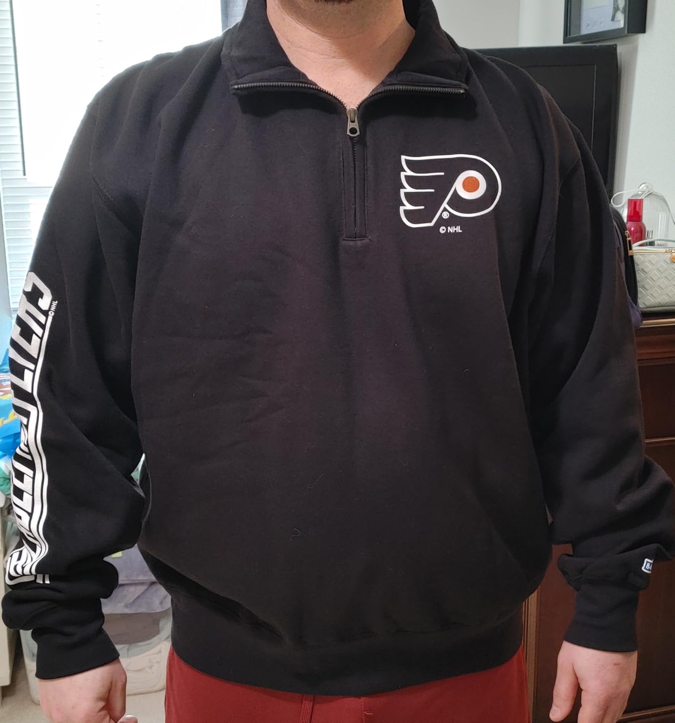 Blue 84 NHL unisex-adult Nhl Officially Licensed Quarter Zip Sweatshirt Team Color customer photo 1