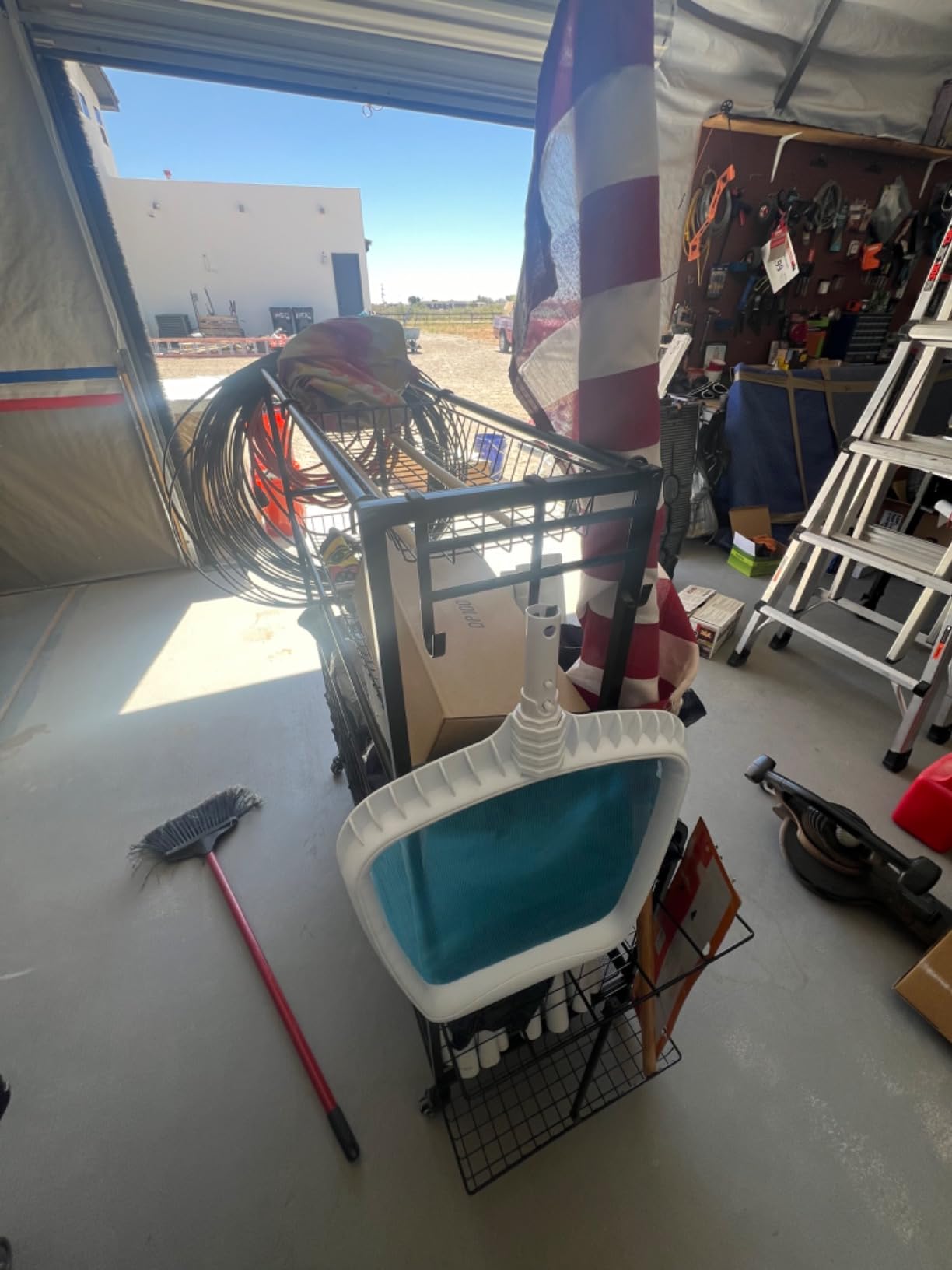 WUC Sports Equipment Garage Organizer - Garage Ball Storage Rack with Basket Hooks and Rolling Cart for Sports Gear and Toy Storage Grey customer photo 2