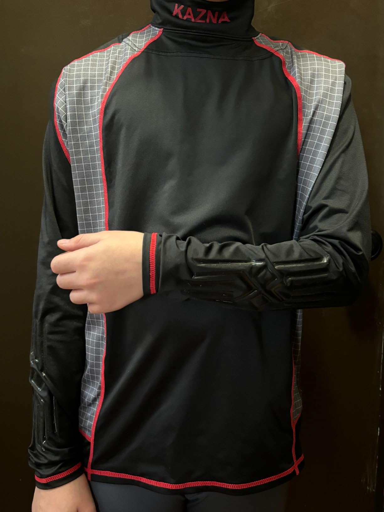Hockey Shirt with Neck Guard for Adult and Kids, Long Sleeves Compression Shirt with Integrated Neck Guard customer photo 2