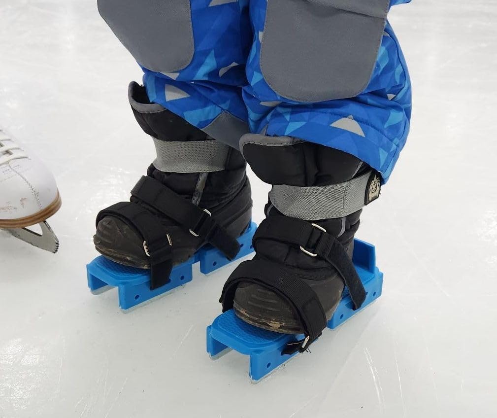 Winter Toddler Ice Skates, Adjustable Double Runner Ice Skates with Hook and Loop Fastener Straps, Blue Double Blade Ice Skates for Kids Toddler Training Shoes Beginner customer photo 2