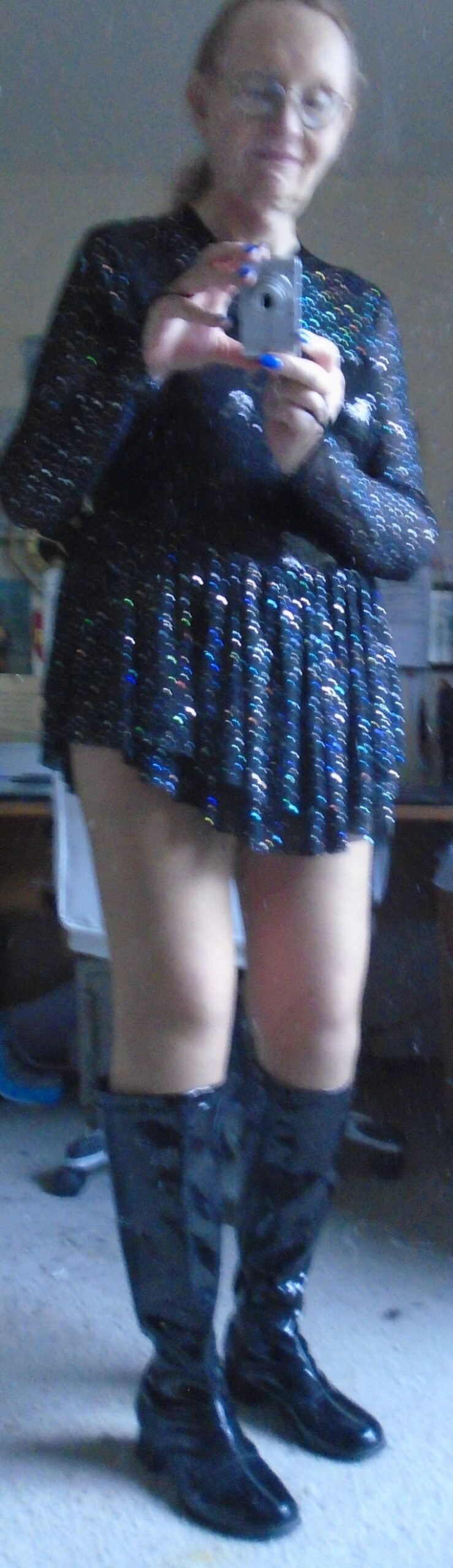 Figure Skating Dress for Women Mesh Long Sleeve Sparkly Sequin Rhinestones Skirted Leotard Gym Ballet Dancewear customer photo 2