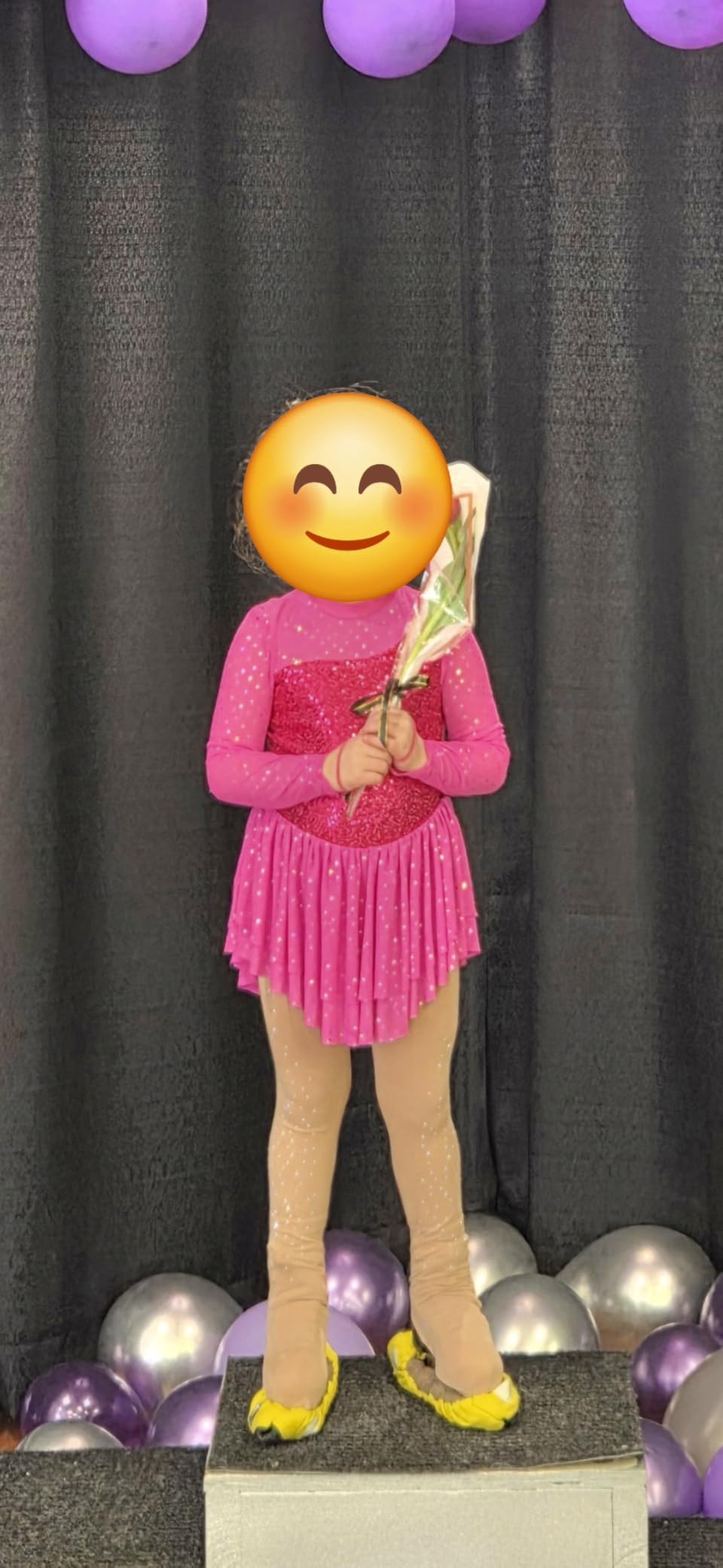 Figure Skating Dress for Girls Mesh Long Sleeve Sparkly Sequin Skirted Leotard Ballet Outfit Dancewear customer photo 1