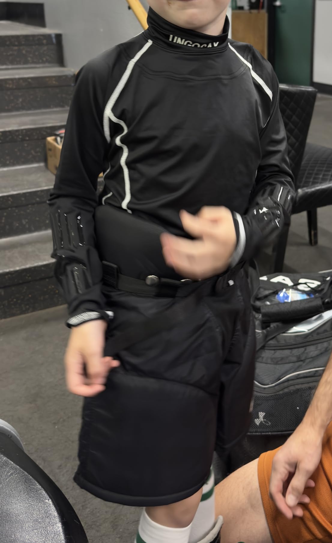 Hockey Shirt with Neck Guard for Adult and Youths, Long Sleeves Compression Shirt with Integrated Neck Guard customer photo 2