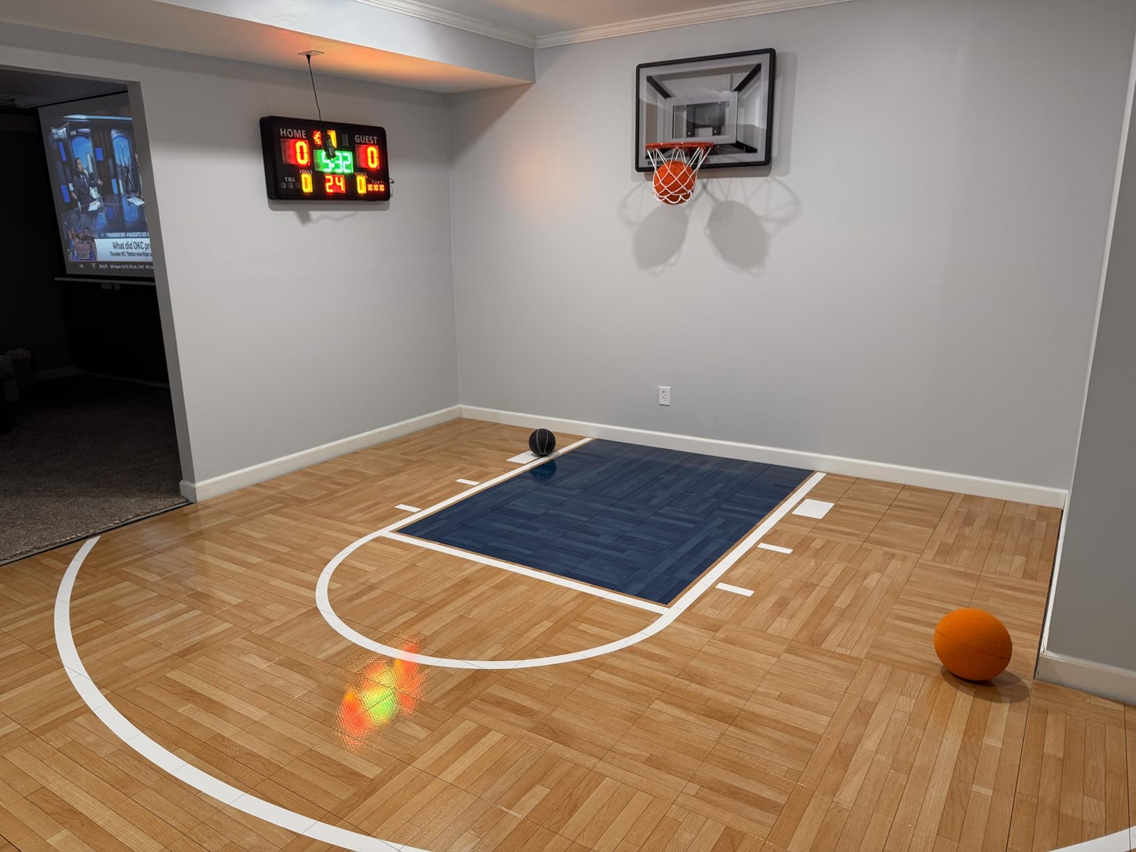 Large Electronic Scoreboard with Panel Control, Wall-Mounted Digital Scoreboard & Timer, Basketball Shot Clock 14/24 Second & Custom Time, Score Keeper with LED Display, 110dB Loud Buzzer customer photo 2