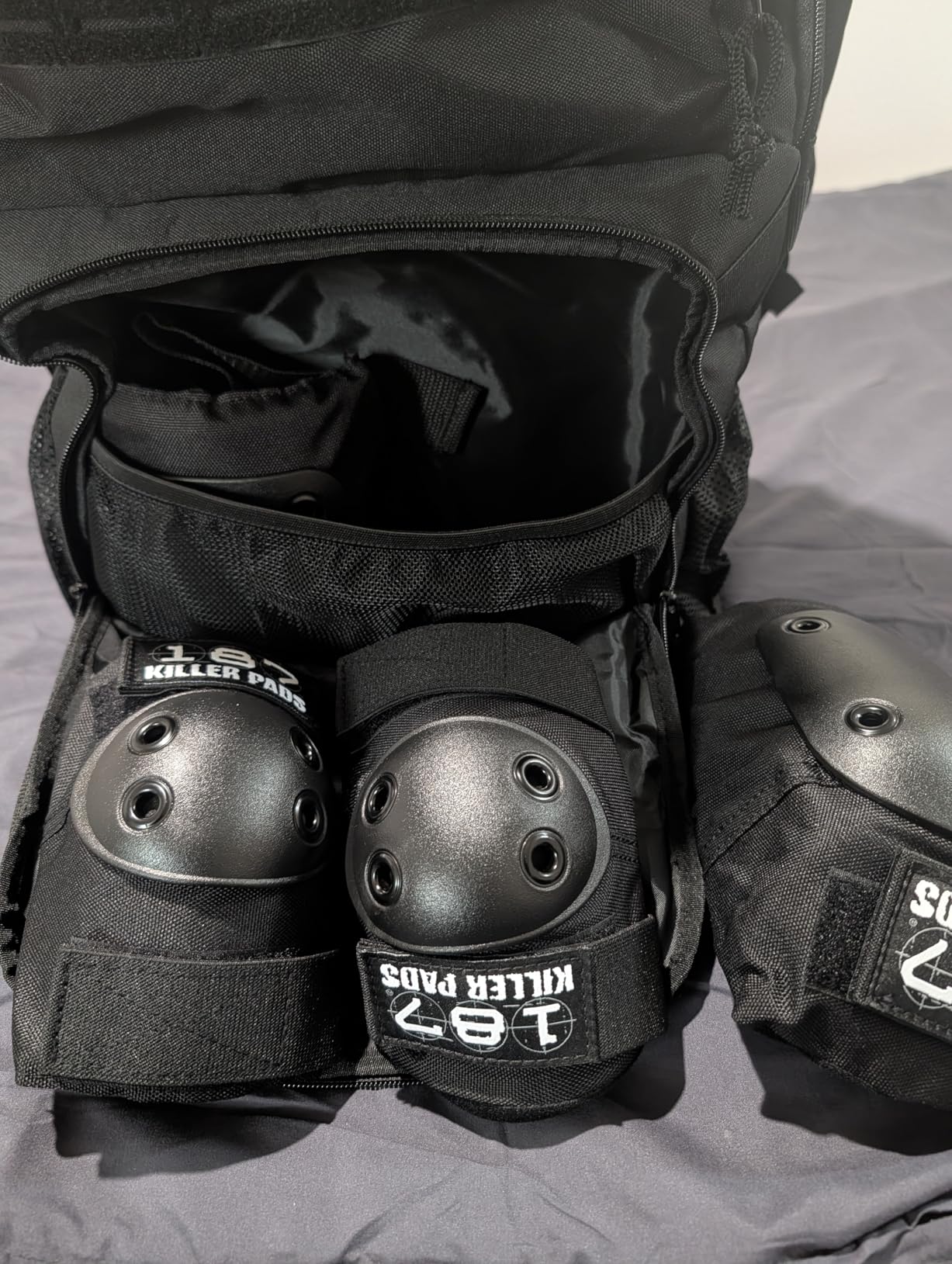 GOBUROS Skate Bag Fits Shoes Up to Us Mens 13, Roller Skate Backpack with Multi Accessory Pockets, Inline Skate Bag for Men And Women, Black customer photo 1