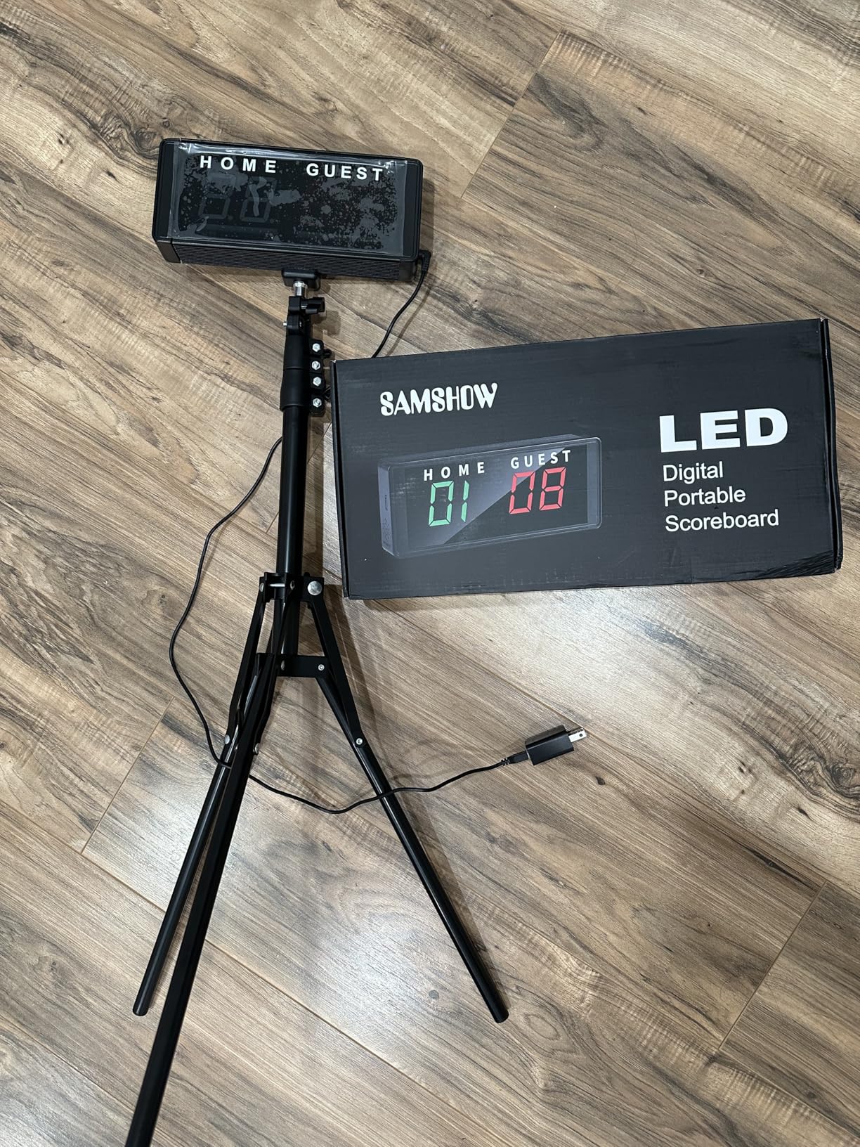 Samshow LED Electronic Scoreboard Digital Score Keeper with Remote & Tripod, Basketball Scoreboard with Shot Clock & Timer & 12/24h Real Time for Football/Corn Hole/ping Pong/Table Tennis customer photo 1