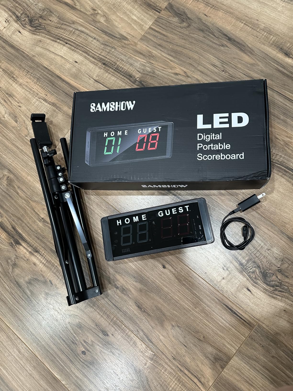 Samshow LED Electronic Scoreboard Digital Score Keeper with Remote & Tripod, Basketball Scoreboard with Shot Clock & Timer & 12/24h Real Time for Football/Corn Hole/ping Pong/Table Tennis customer photo 2