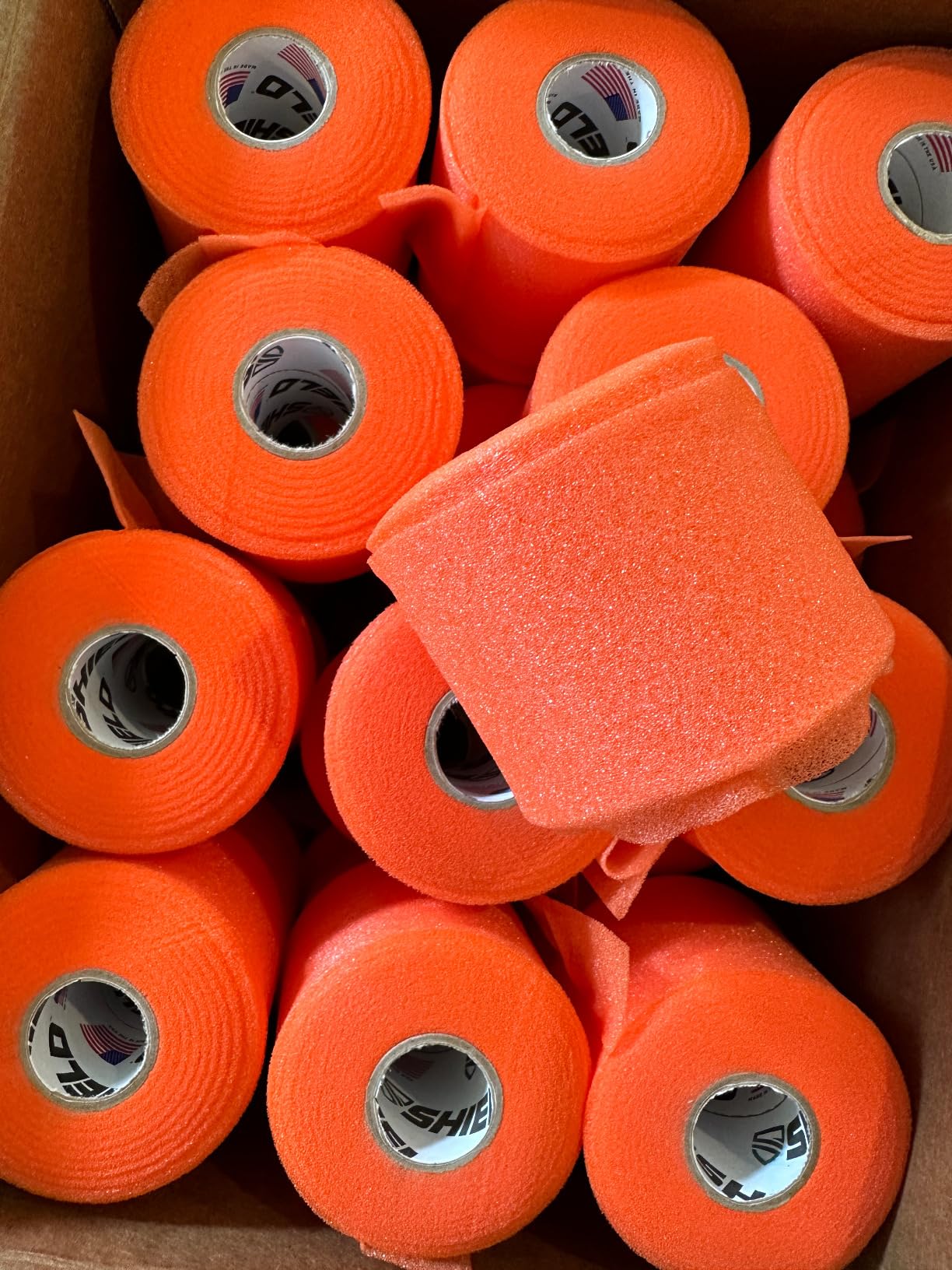 Shield Athletic Underwrap | Bulk Case of 48 Rolls of PreWrap, Hair Tie, Headband, USA Made, Pre-Wrap Athletic Tape, 2.75