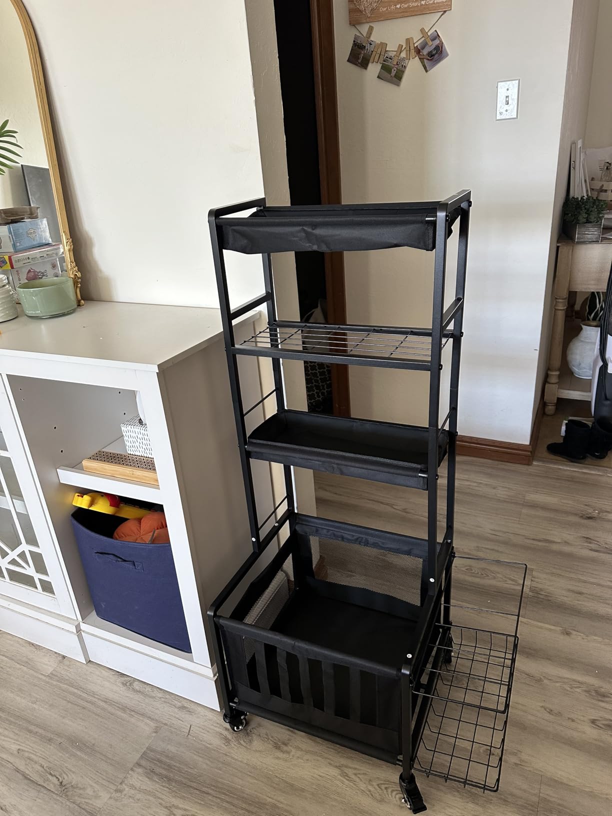 Garage Sports Equipment Organizer, Golf Bag Storage Rack, Heavy Duty Ball Holder with Basket & Hooks, Indoor/Outdoor Basketball Storage Bins for Toy Sports Gear Storage customer photo 1