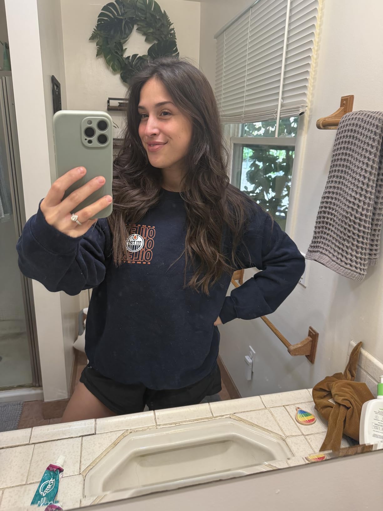 Blue 84 NHL Officially Licensed Crewneck Sweatshirt Front/Back Curl Team Color customer photo 2