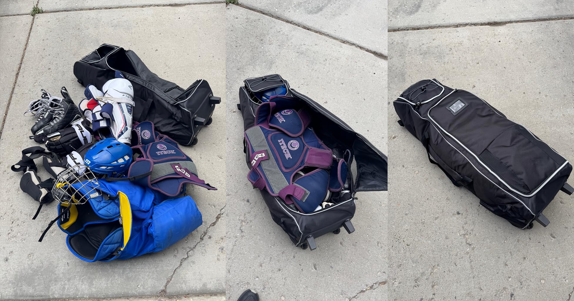 41-Inch Hockey Bag with Wheels, Large Ice Hockey Duffel Travel Bag for Equipment & Gear, 2 Sticks Field Hockey Bag with Separate Shoe Compartment (Black) customer photo 1