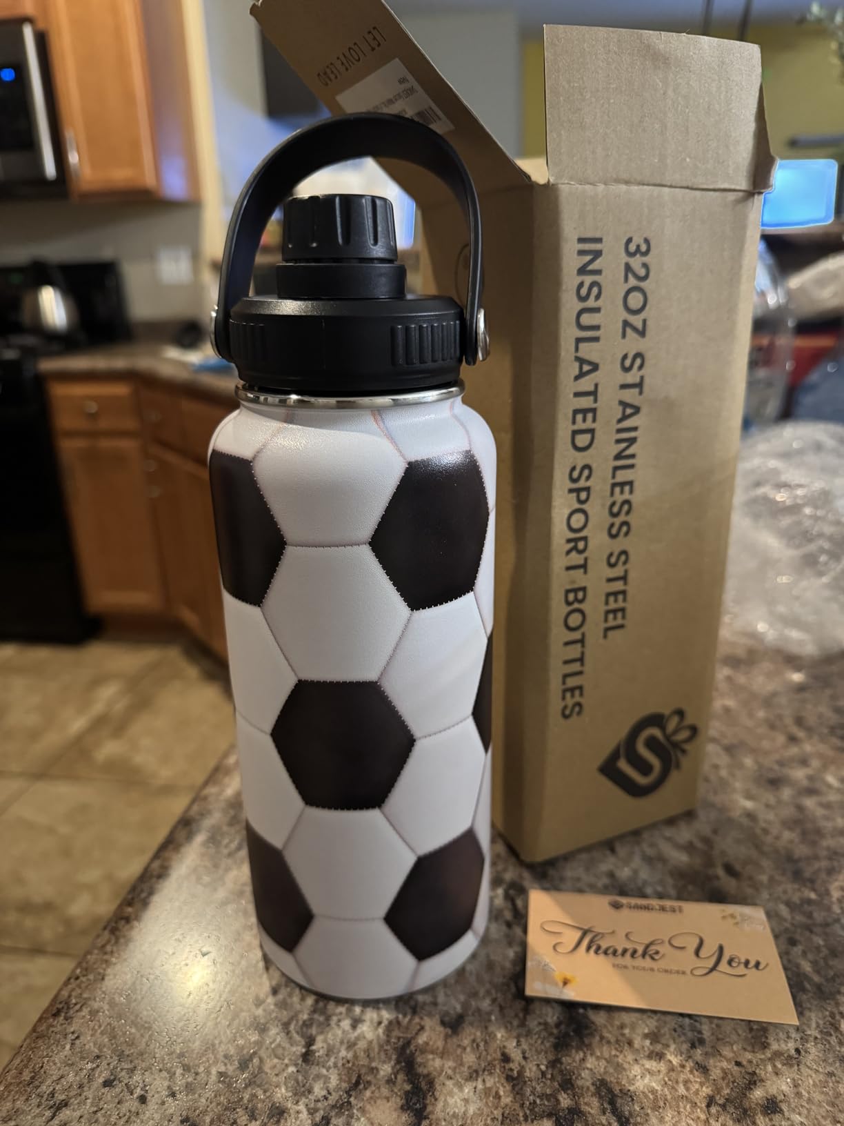 Ice Hockey Insulated Engraved Stainless Steel Water Bottle 32oz, Vacuum Chug Lid Travel Tumbler For Men Friends Hockey Lovers Fans Coaches,Birthday Christmas customer photo 2