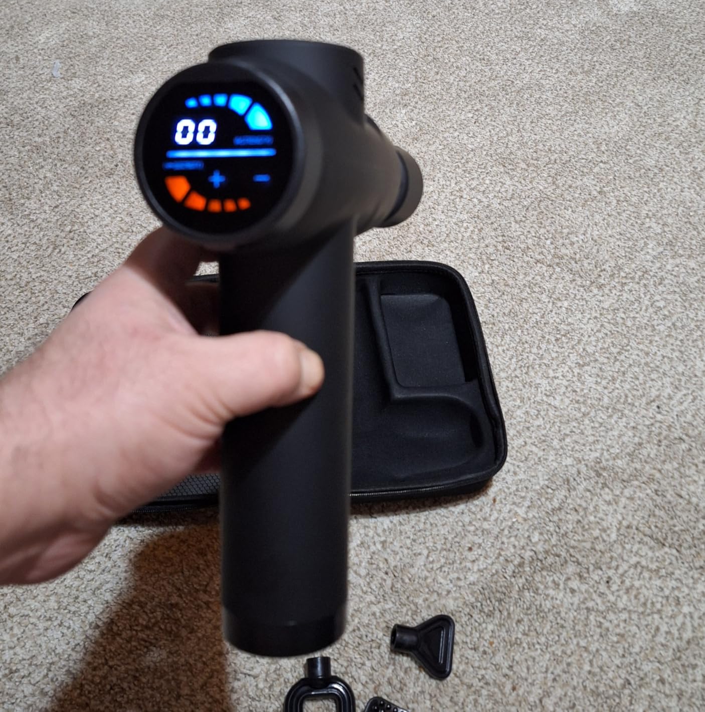 AERLANG Massage Gun with Heat and Cold,Deep Tissue Massage Gun, Back and Neck Massager for Pain Relief,Muscle Percussion Massager,Handheld Messager with 7Heads&Silent Birthday Gifts for him customer photo 2