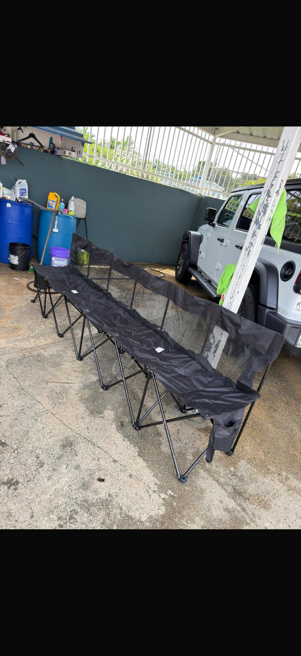 1MORE Soccer Bench - Portable Folding Team Bench, 9 Seats Foldable Sideline Benches, Soccer Chair with Bag & Mesh Backrest, Adult Team Chair for Football Camp Sport Events Outdoor Seating, Black customer photo 1