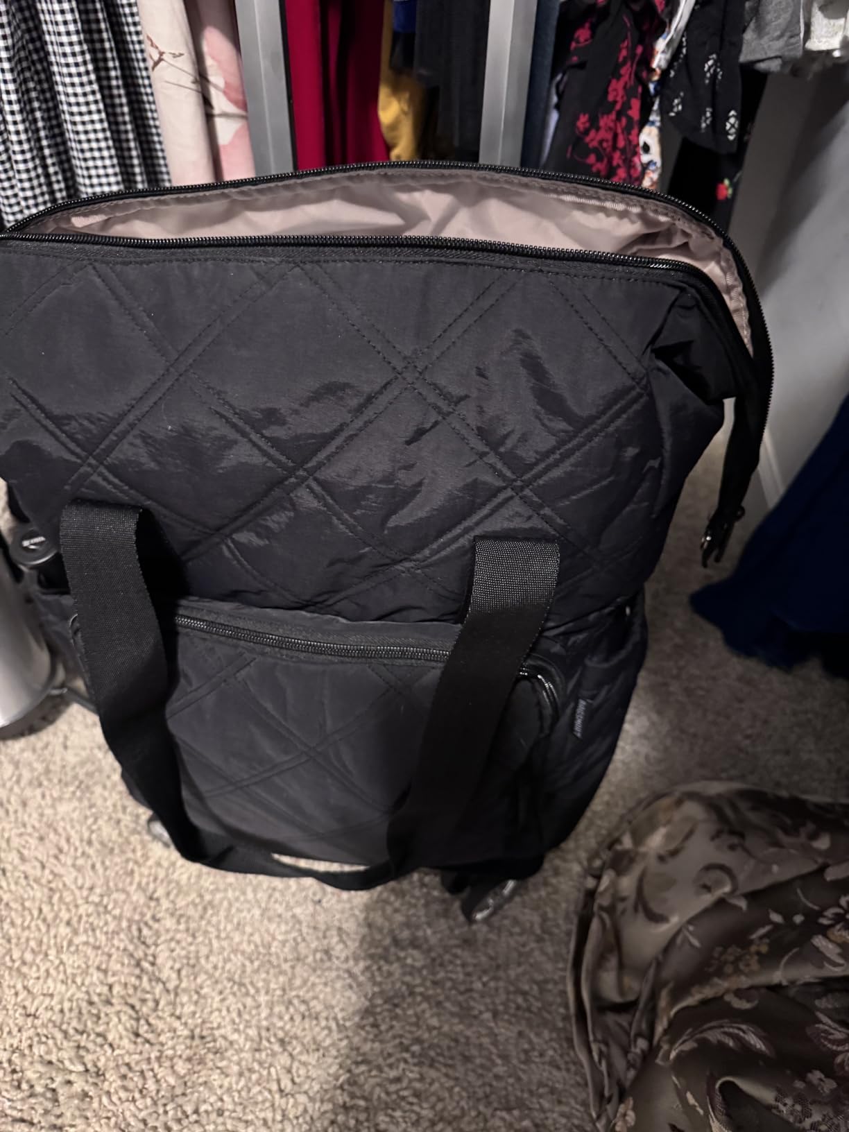 BAGSMART Rolling Duffle Bag with Wheels, 35L Carry on Travel Bag with Detachable Wheels, PVC Wet Pocket Duffel bag with Wheels customer photo 1