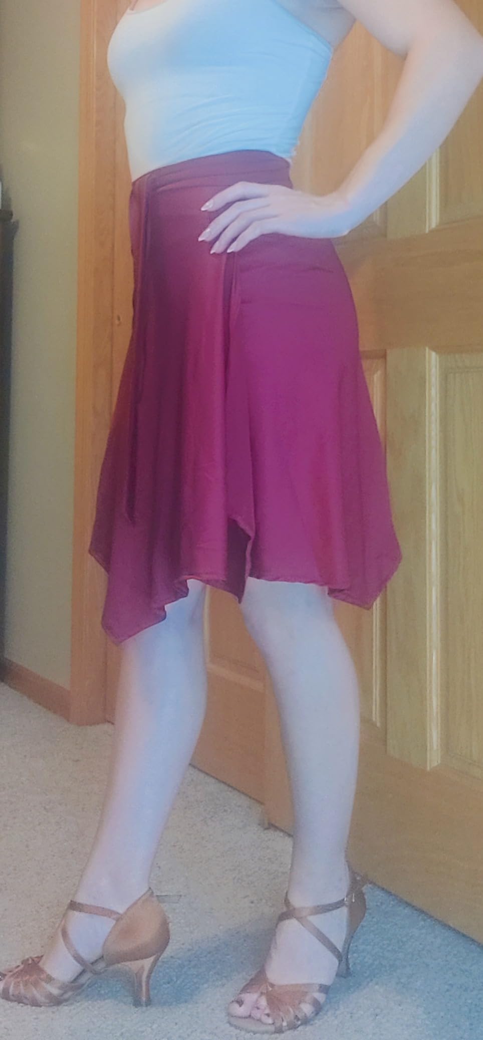 Women Latin Salsa Dance Skirt - Smooth Irregular Swing Ballroom Tango Cha Cha Practice Skirt customer photo 2