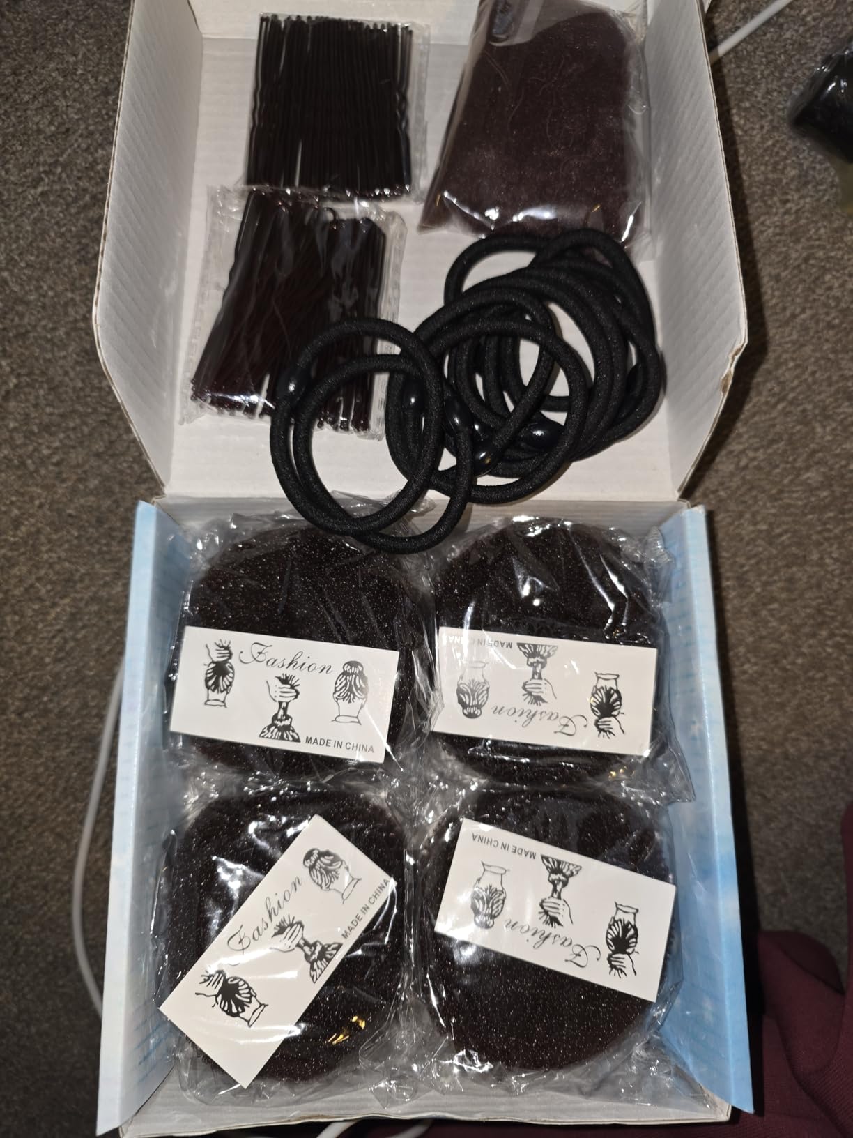 YINGFENG 134 Pcs Brown Hair Bun Maker Kit Medium - 4 Bun Hair Pieces for Women, 20 Hair Net for Buns, 100 Bobby Pins for Women, 10 Hair Bands, for Ballet Styling, Hair Accessories for Girls customer photo 1