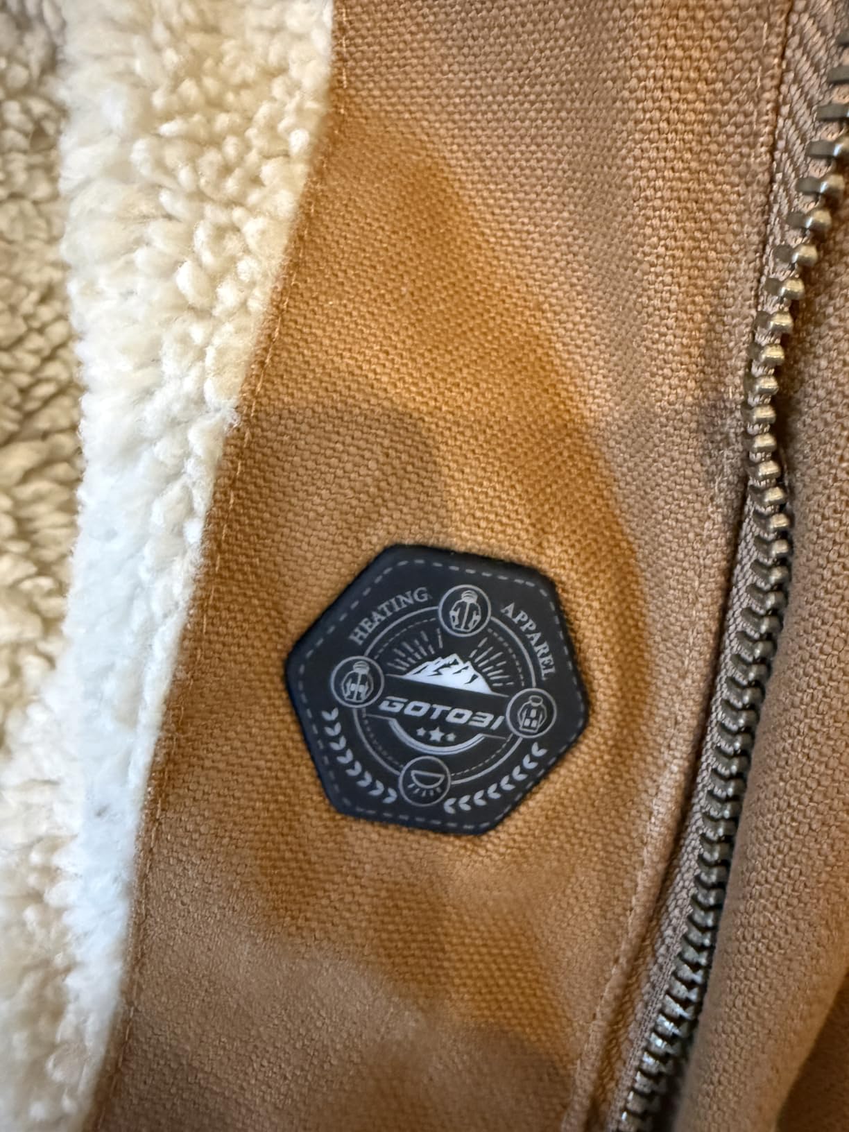 Graphene Canvas Heated Jackets for Men with 12V 18400mAh Battery Pack, Thermal Hooded Work Coat with Sherpa Lining customer photo 1