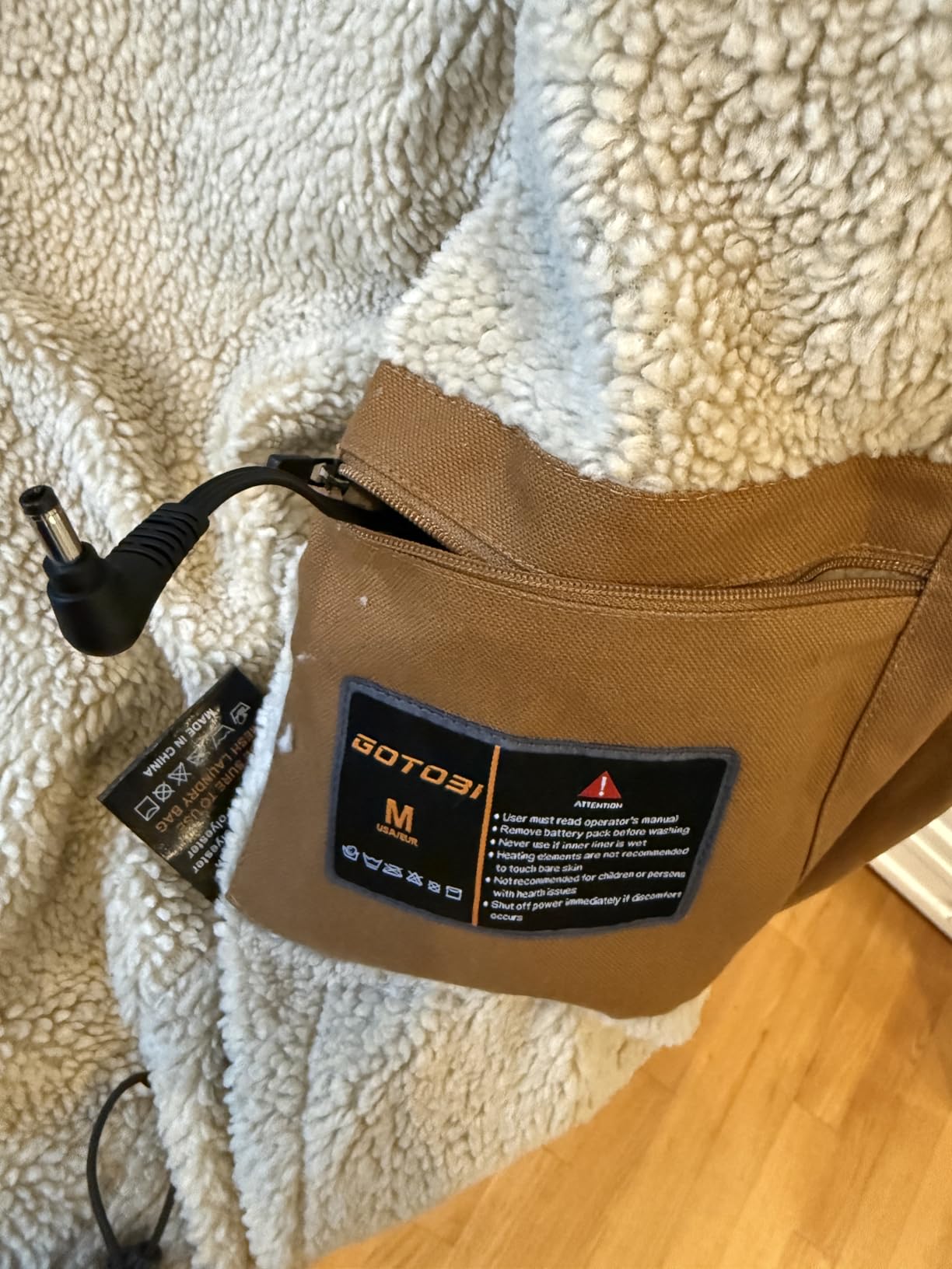 Graphene Canvas Heated Jackets for Men with 12V 18400mAh Battery Pack, Thermal Hooded Work Coat with Sherpa Lining customer photo 2