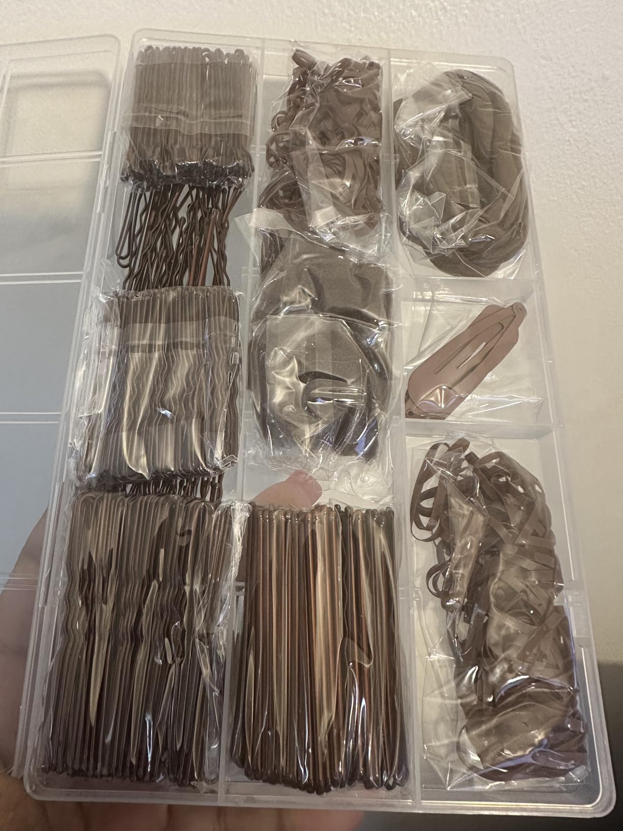 NEBURORA 466 Pcs Dance Hair Accessories Kit Bobby Pins and Hair Nets Set Elastic Rubber Bands Brown Hair Clips Hair Ties Ballet Bun Maker and Dance Competitions Hair Styling Tools with Storage Box customer photo 1