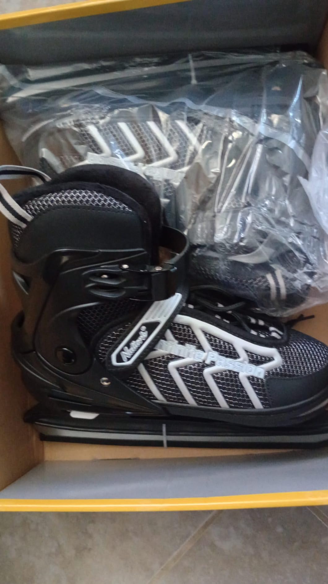 Nattork Adjustable Ice Skates, Soft Padding and Reinforced Ankle Support Ice Skates for Kids, Boys and Girls, Gray Blue Lace-Up Fun Hockey Skate, S, M, L, XL customer photo 2