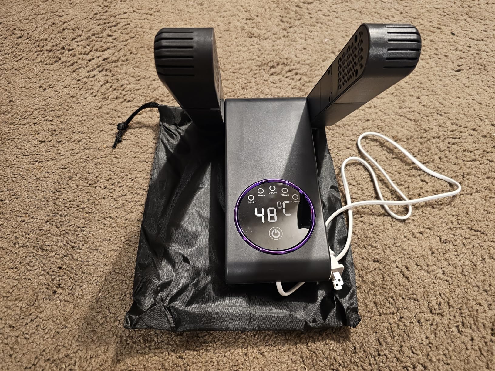 Boxing Glove Dryer with Smart Display& Storage Bag, Portable Glove Dryer& Moisture Remover, Constant Temperature Punching Gloves Dryer with Adjustable Heat& Timer for Home Gym(Black) customer photo 2
