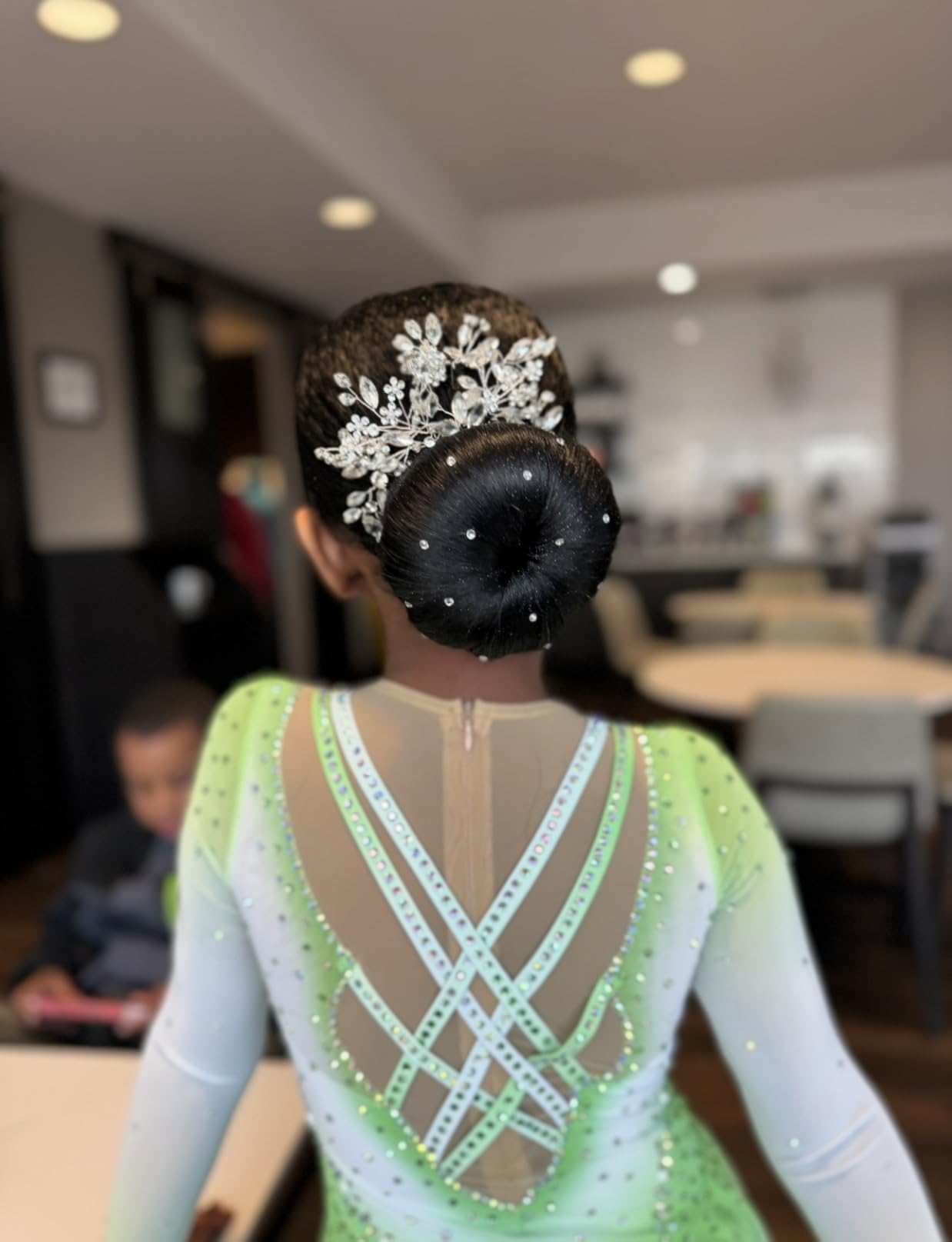 LIUHUO Figure Skating Dress Girl's Long Sleeves Handmade Customized Competition Performation customer photo 1