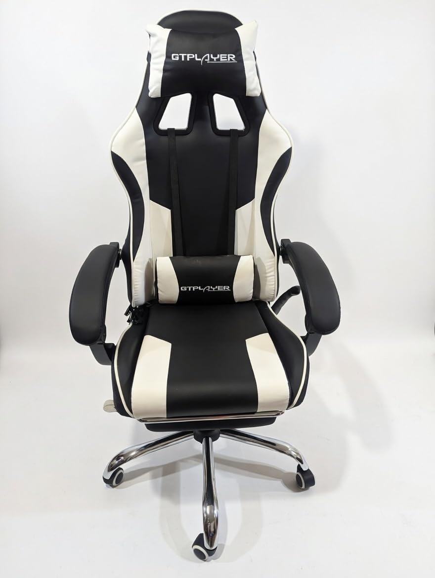 GTPLAYER Gaming Chair, Computer Chair with Footrest and Lumbar Support, Height Adjustable Game Chair with 360 Degree-Swivel Seat and Headrest and for Office or Gaming (Snow White) customer photo 2